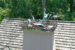 Exceptional Hand-Casted Bronze Sculptures of Storks for Rooftop Installation