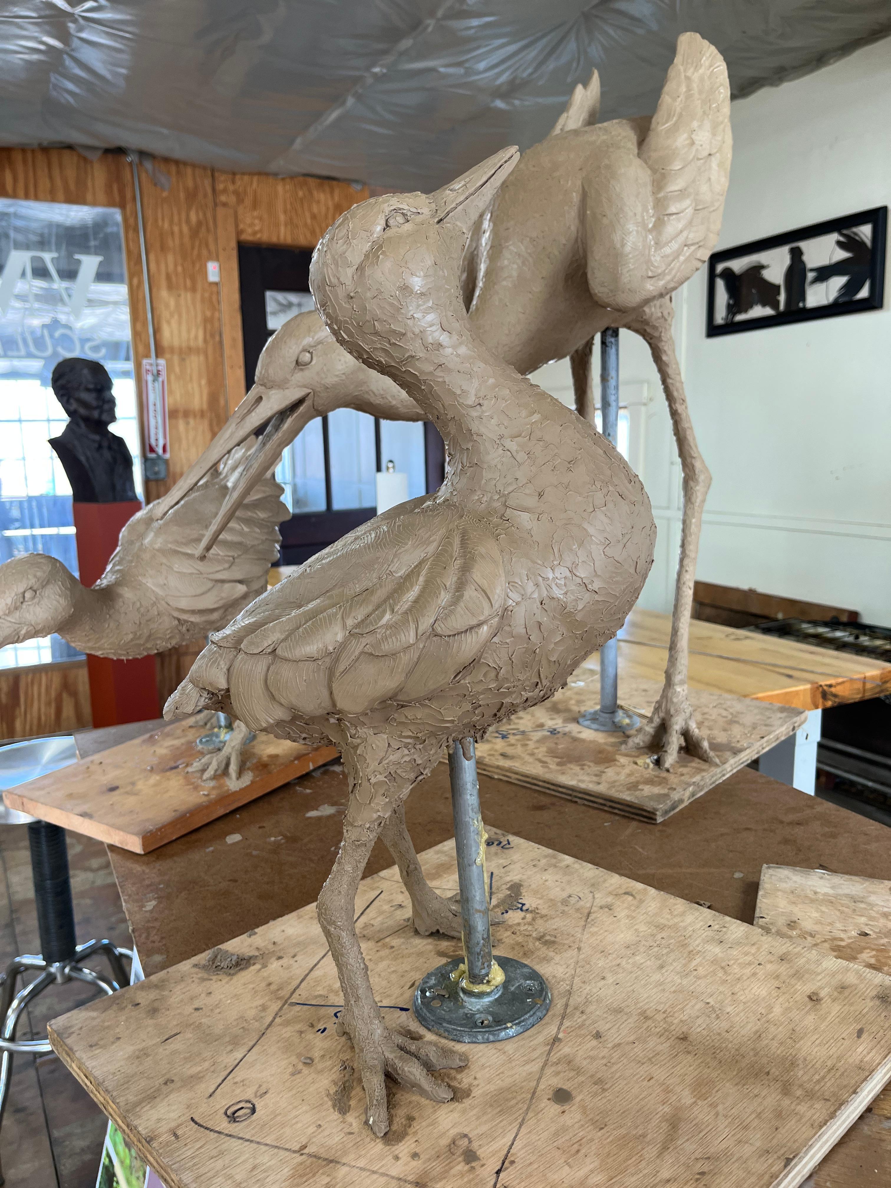 American Exceptional Hand-Casted Bronze Sculptures of Storks for Rooftop Installation For Sale