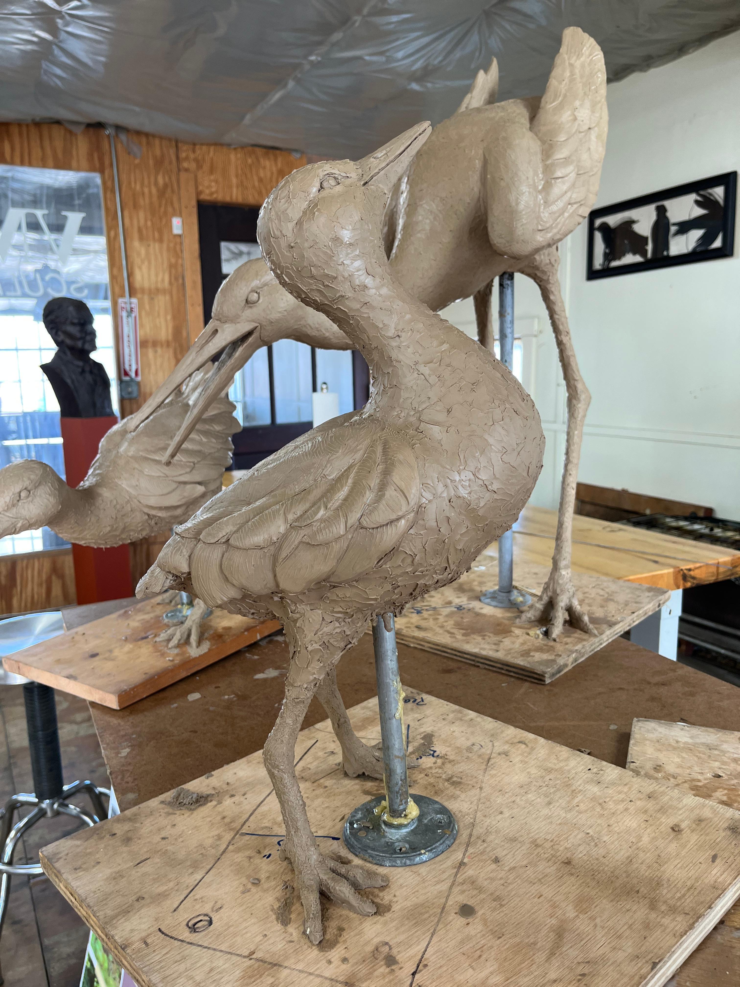 Exceptional Hand-Casted Bronze Sculptures of Storks for Rooftop Installation In New Condition For Sale In Saint Louis, MO
