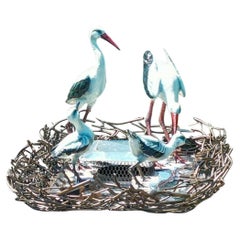 Exceptional Hand-Casted Bronze Sculptures of Storks for Rooftop Installation