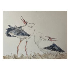 Exceptional Hand-Casted Bronze Sculptures of Storks for Rooftop Installation