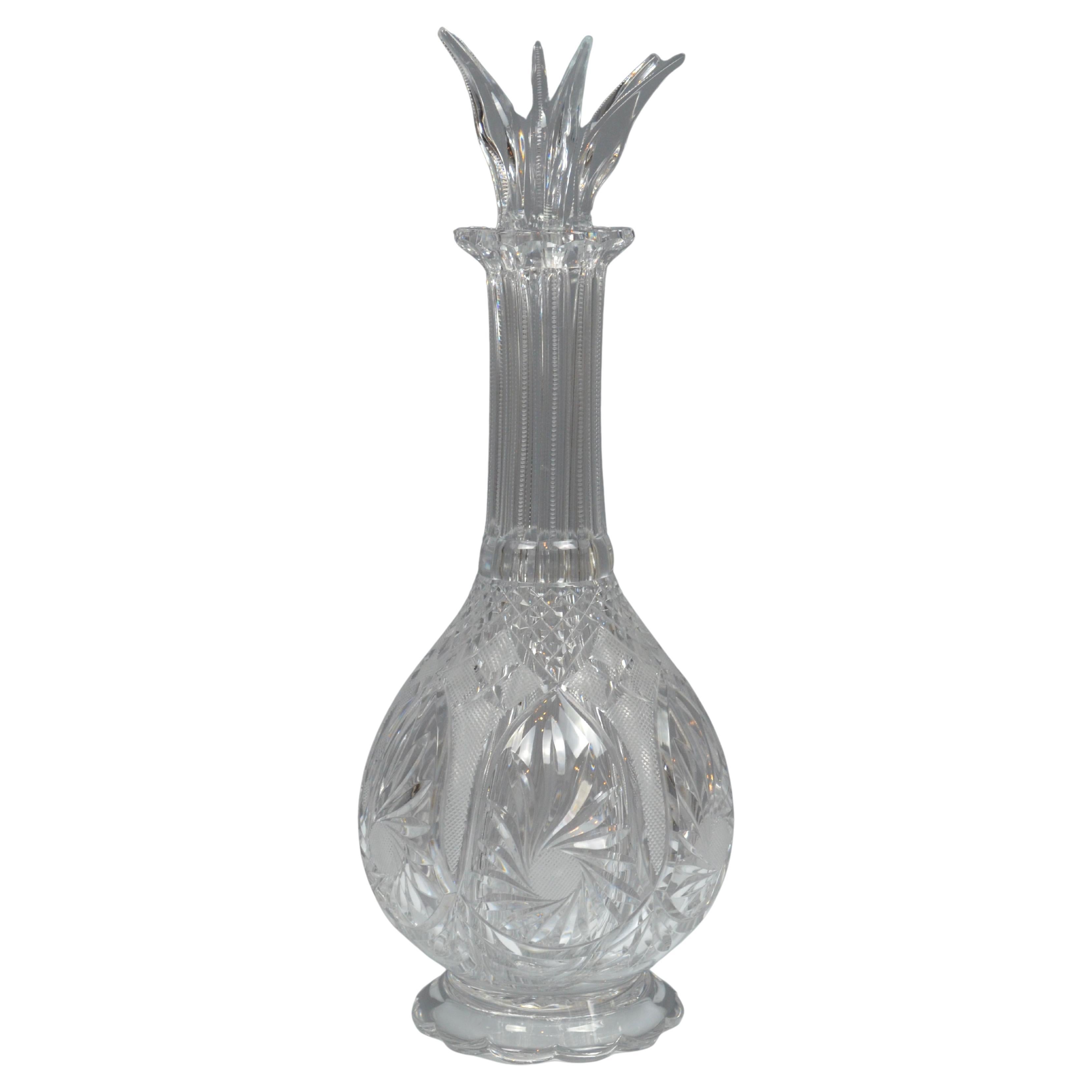 Exceptional Hand-Cut Crystal Decanter with Six Compartments
