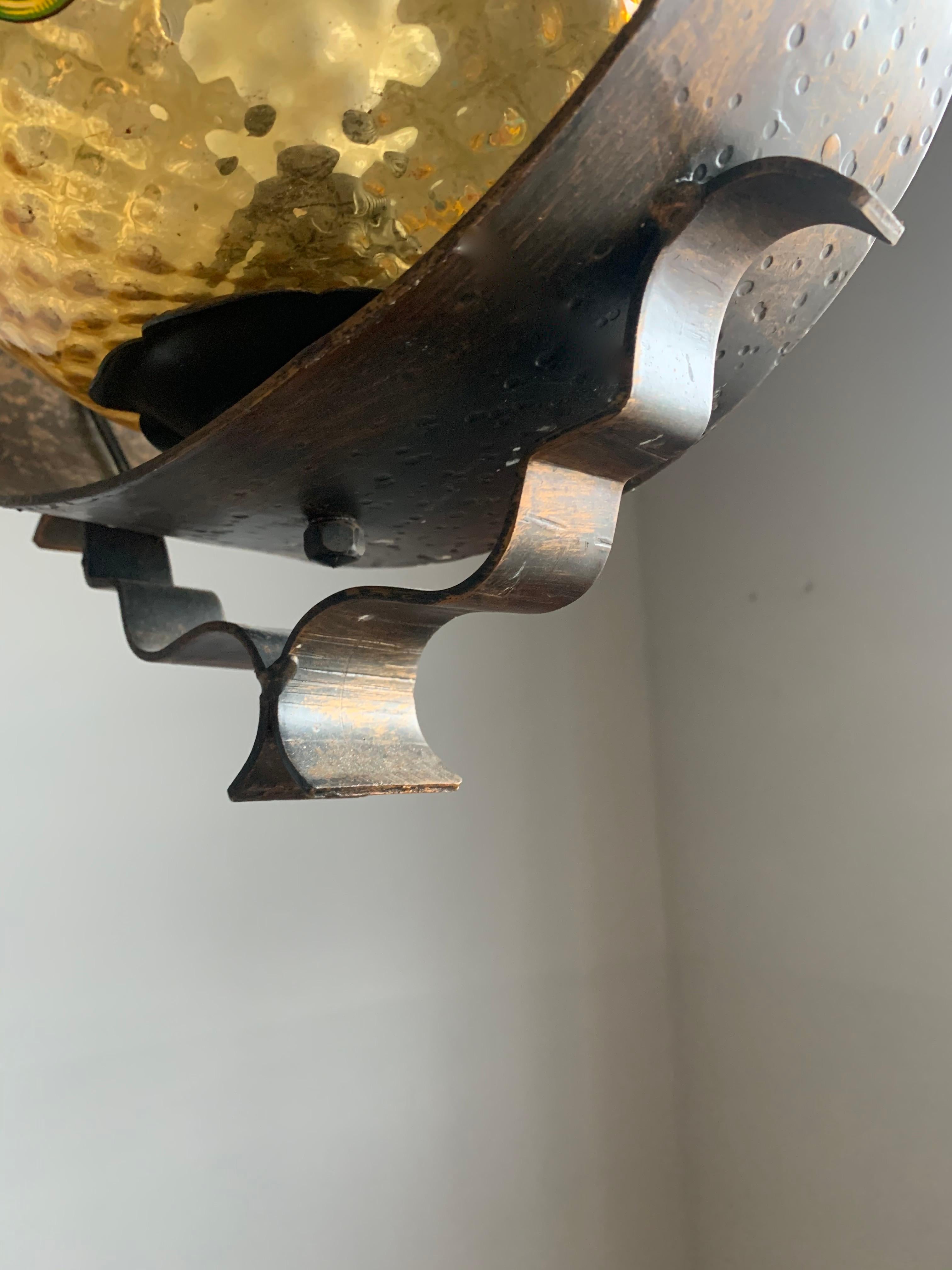 Exceptionnelle lampe à suspension italienne peinte à la main avec motifs mythologiques vers 1900 en vente 4