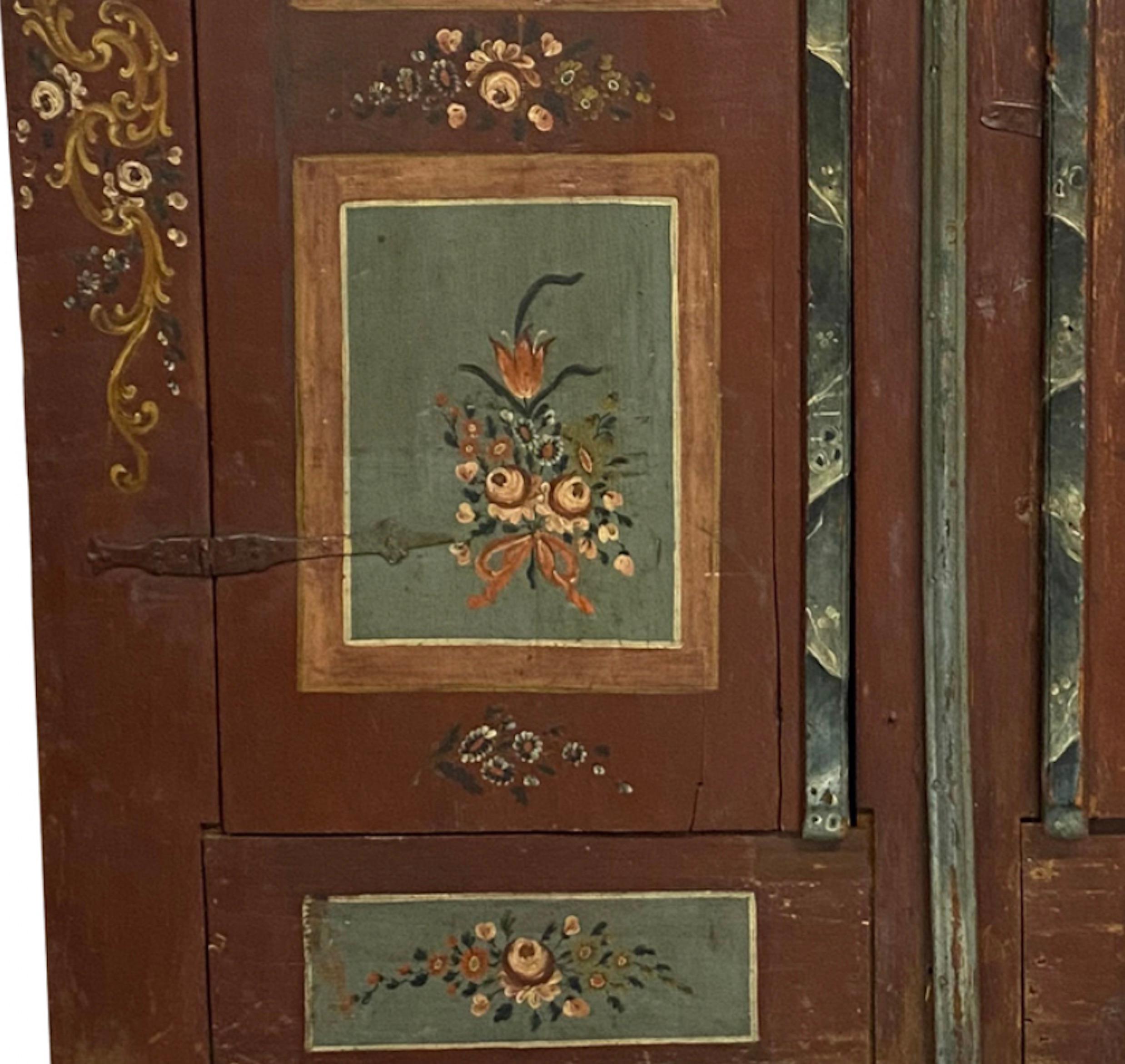 Hand-Painted Exceptional Hand Painted Wedding Armoire For Sale