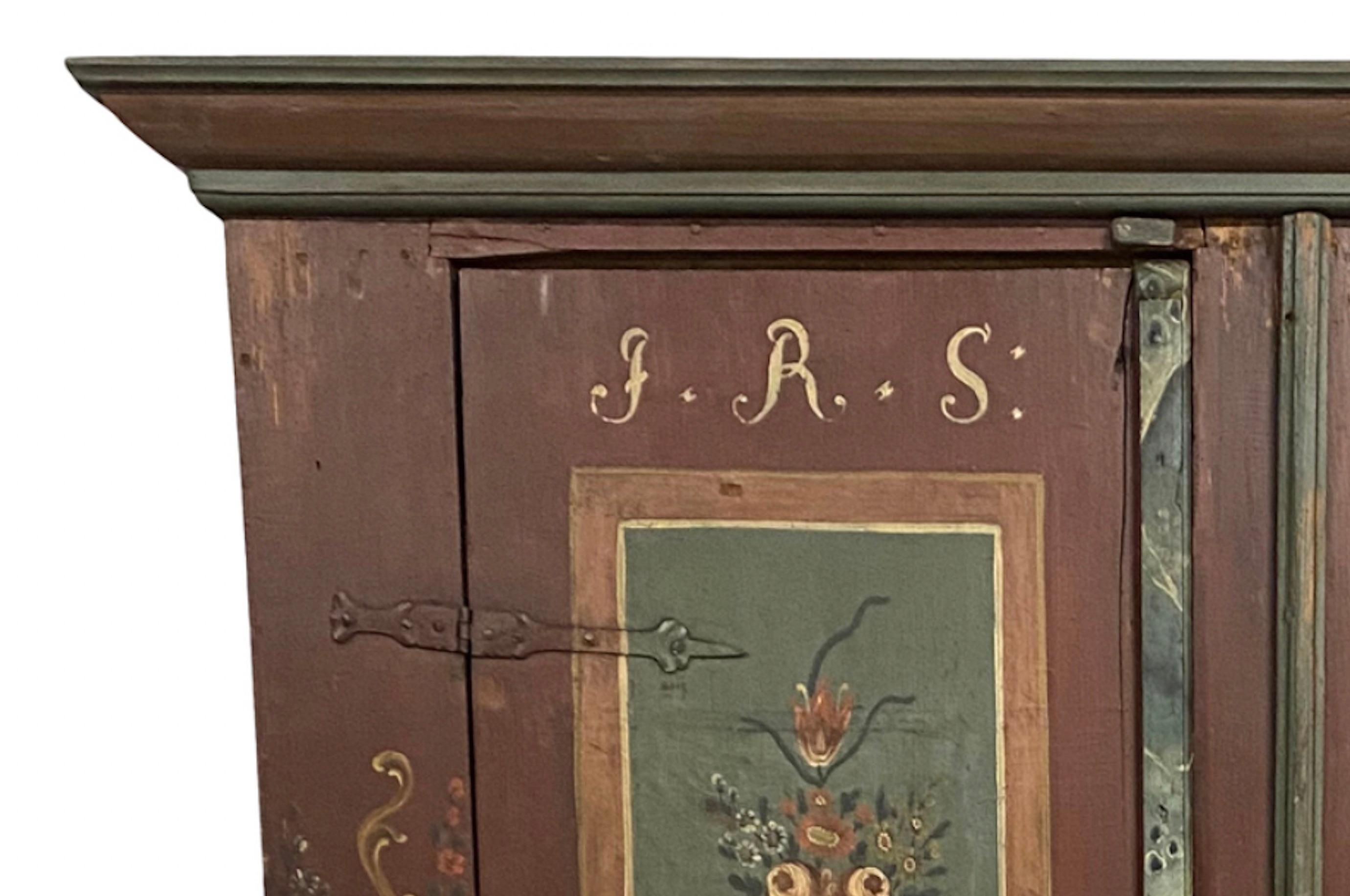 Exceptional Hand Painted Wedding Armoire In Good Condition For Sale In Sag Harbor, NY