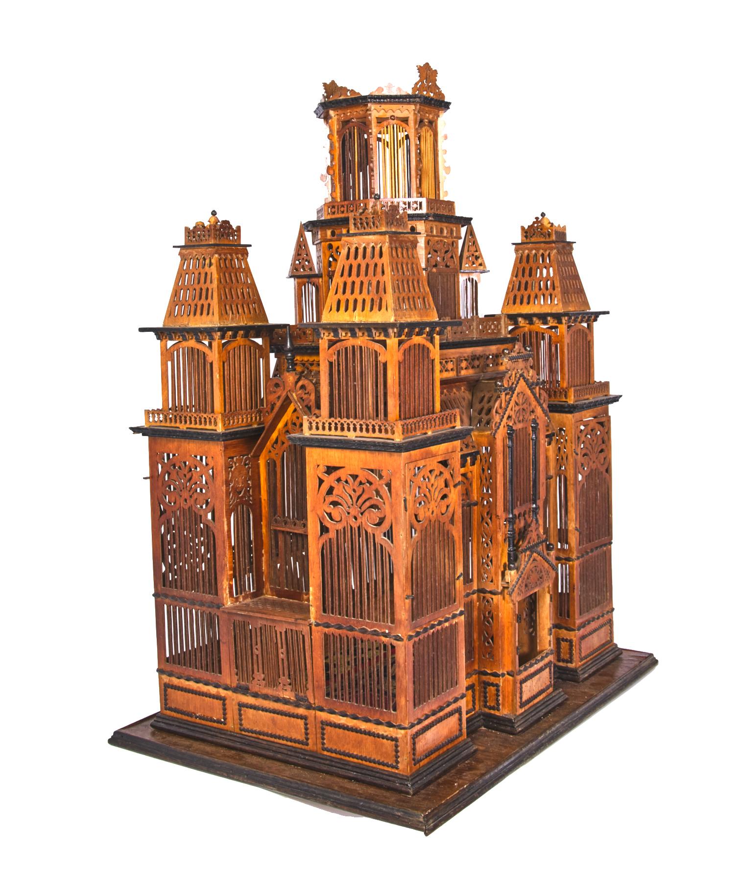 Exceptional Handmade Walnut Wood Birdcage from the Collection of Paul McDonald 2