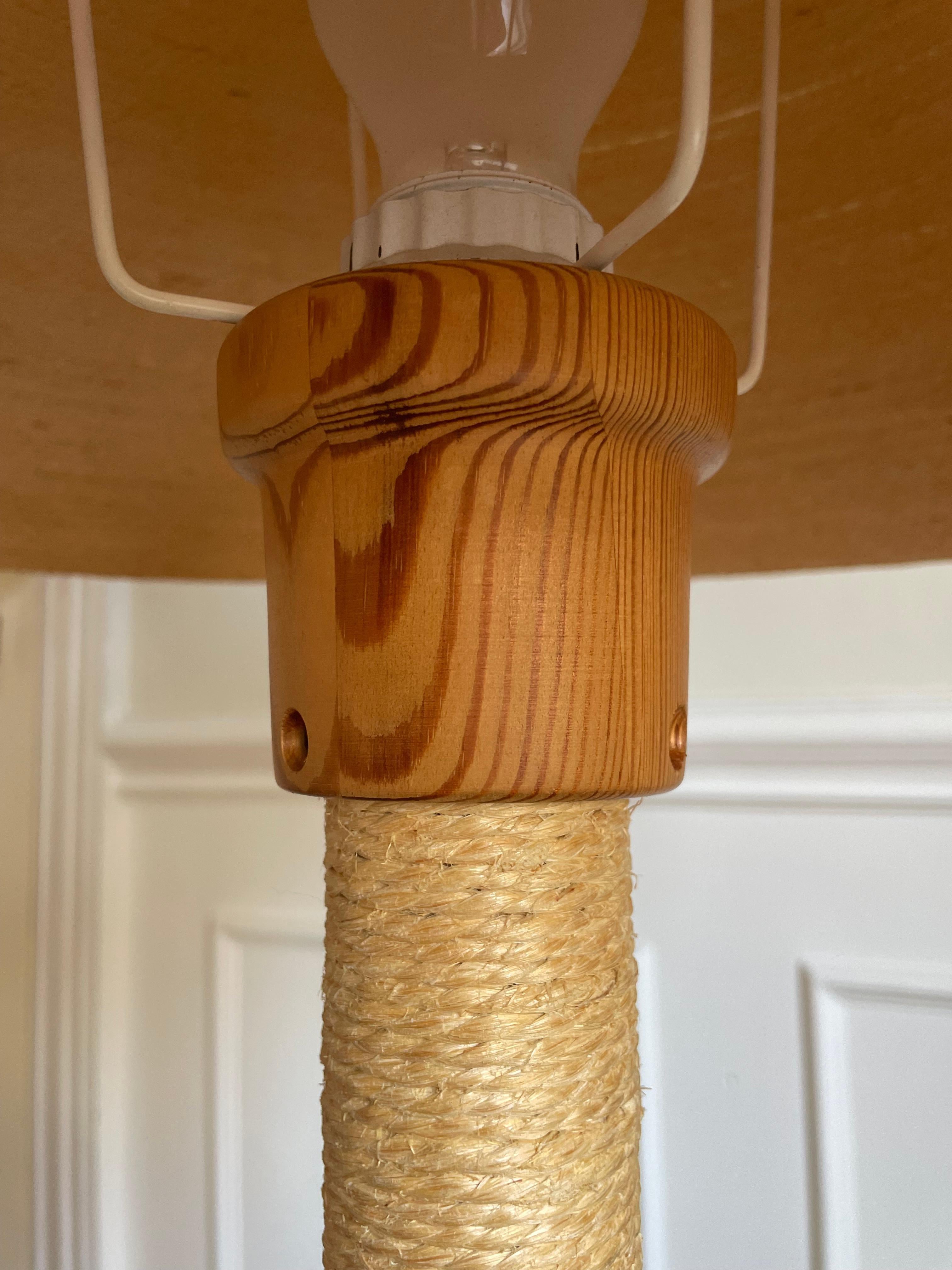 Hand-Crafted Hans-Agne Jakobsson Rope Wood Floor Lamp, 1960s For Sale