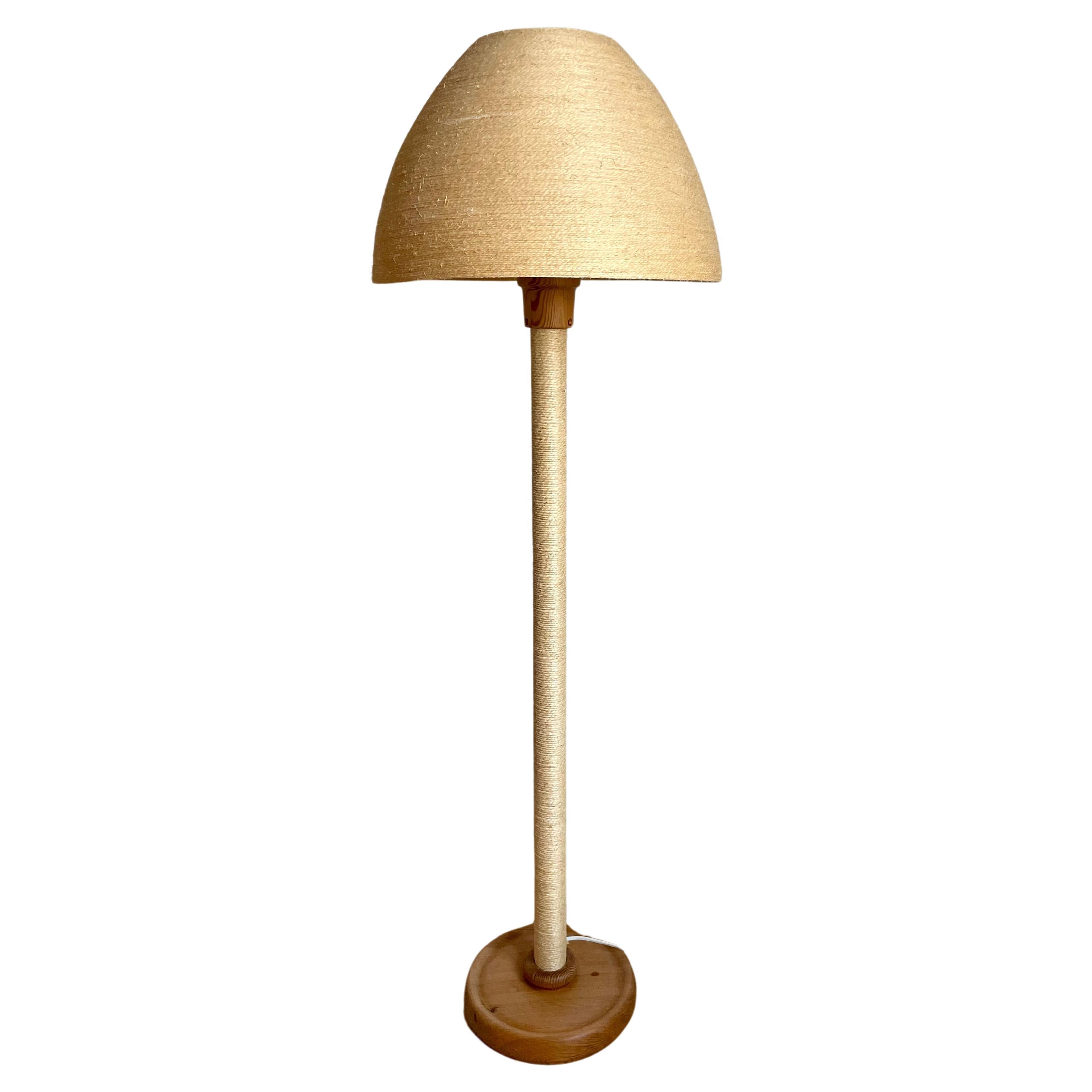 Hans-Agne Jakobsson Rope Wood Floor Lamp, 1960s For Sale