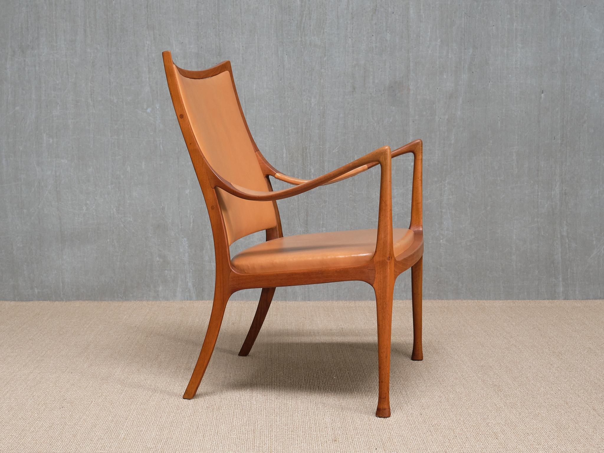 Exceptionnel fauteuil Hans Asplund, noyer et cuir, Nordiska Kompaniet, 1955 en vente 3