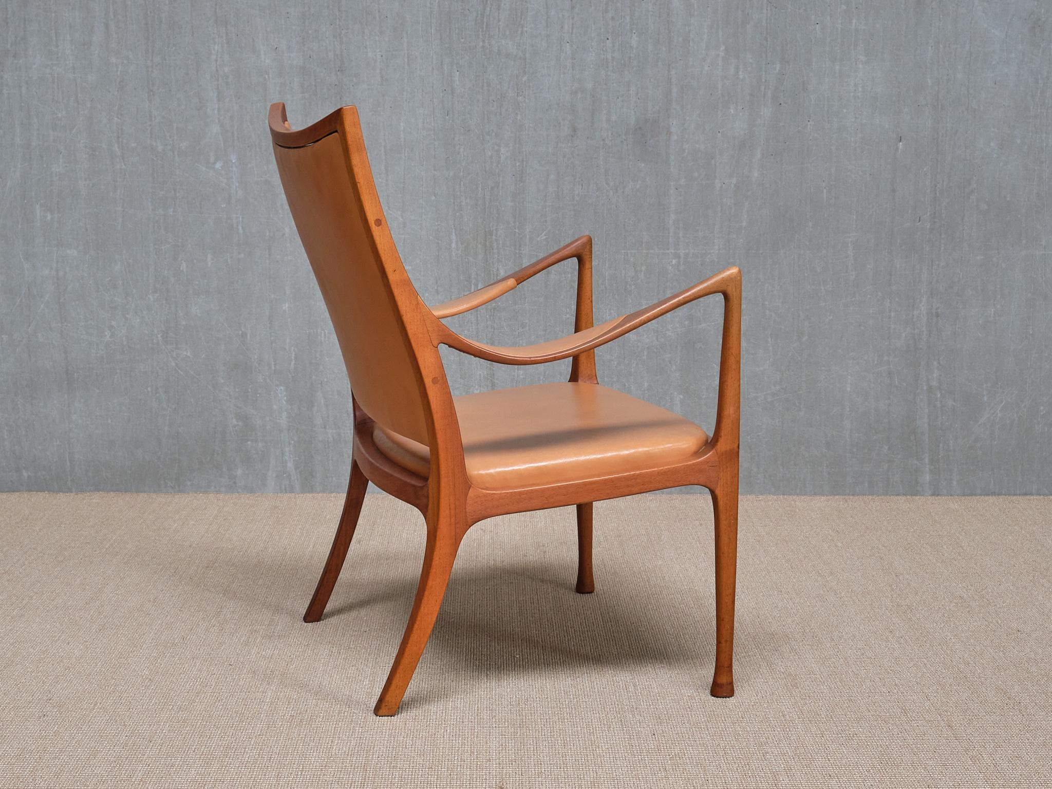 Exceptionnel fauteuil Hans Asplund, noyer et cuir, Nordiska Kompaniet, 1955 en vente 4