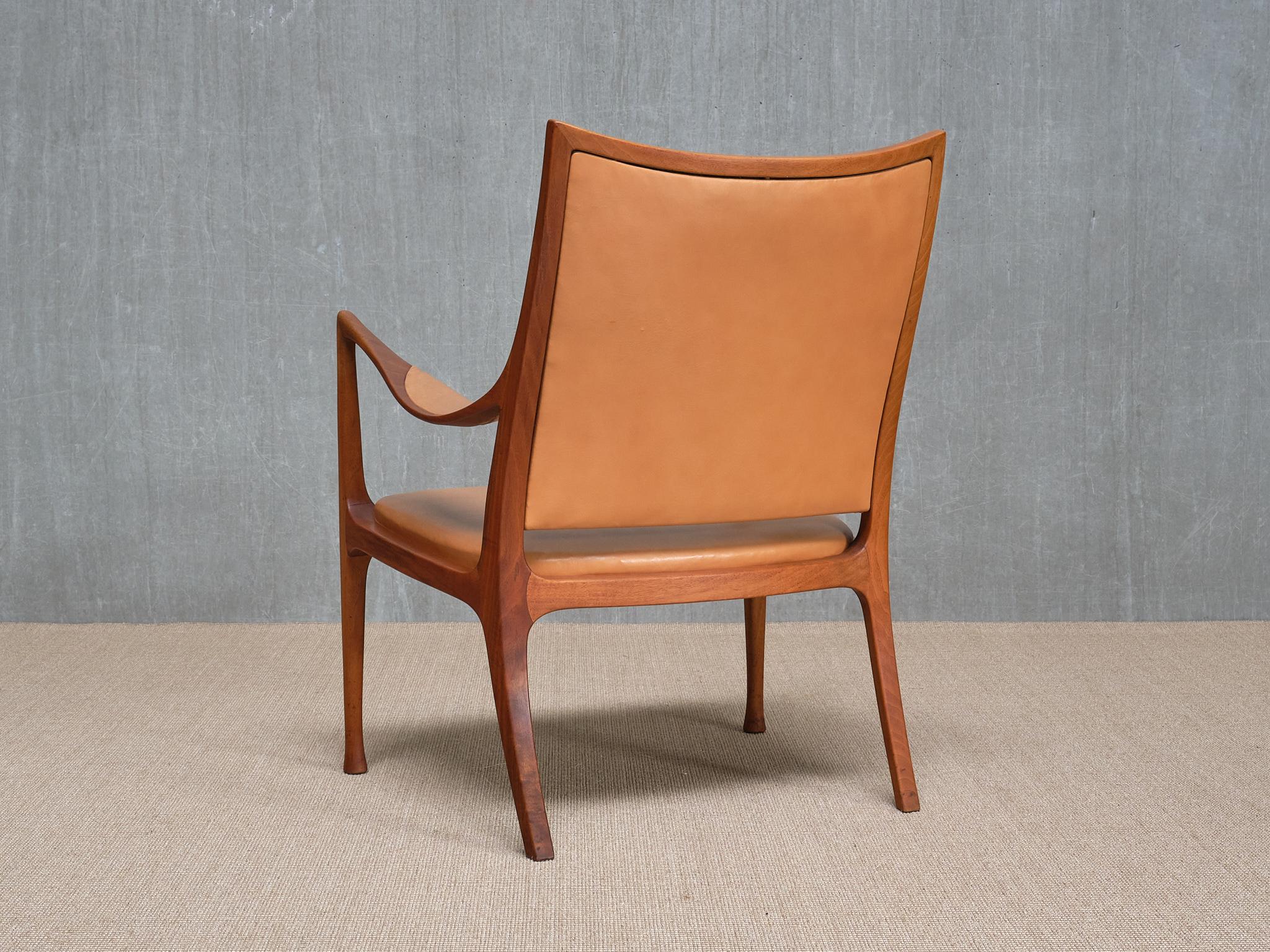Exceptionnel fauteuil Hans Asplund, noyer et cuir, Nordiska Kompaniet, 1955 en vente 7