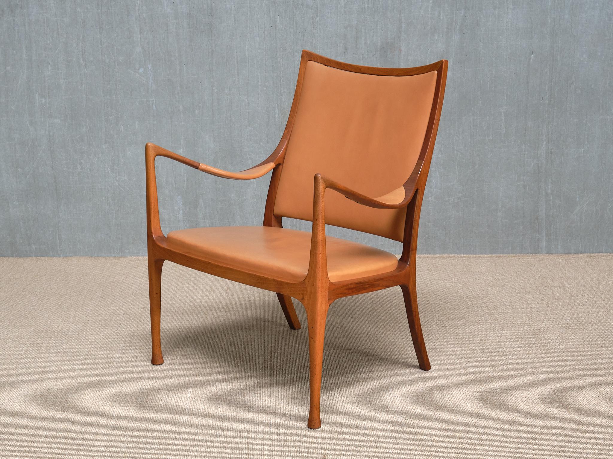 Exceptionnel fauteuil Hans Asplund, noyer et cuir, Nordiska Kompaniet, 1955 en vente 8