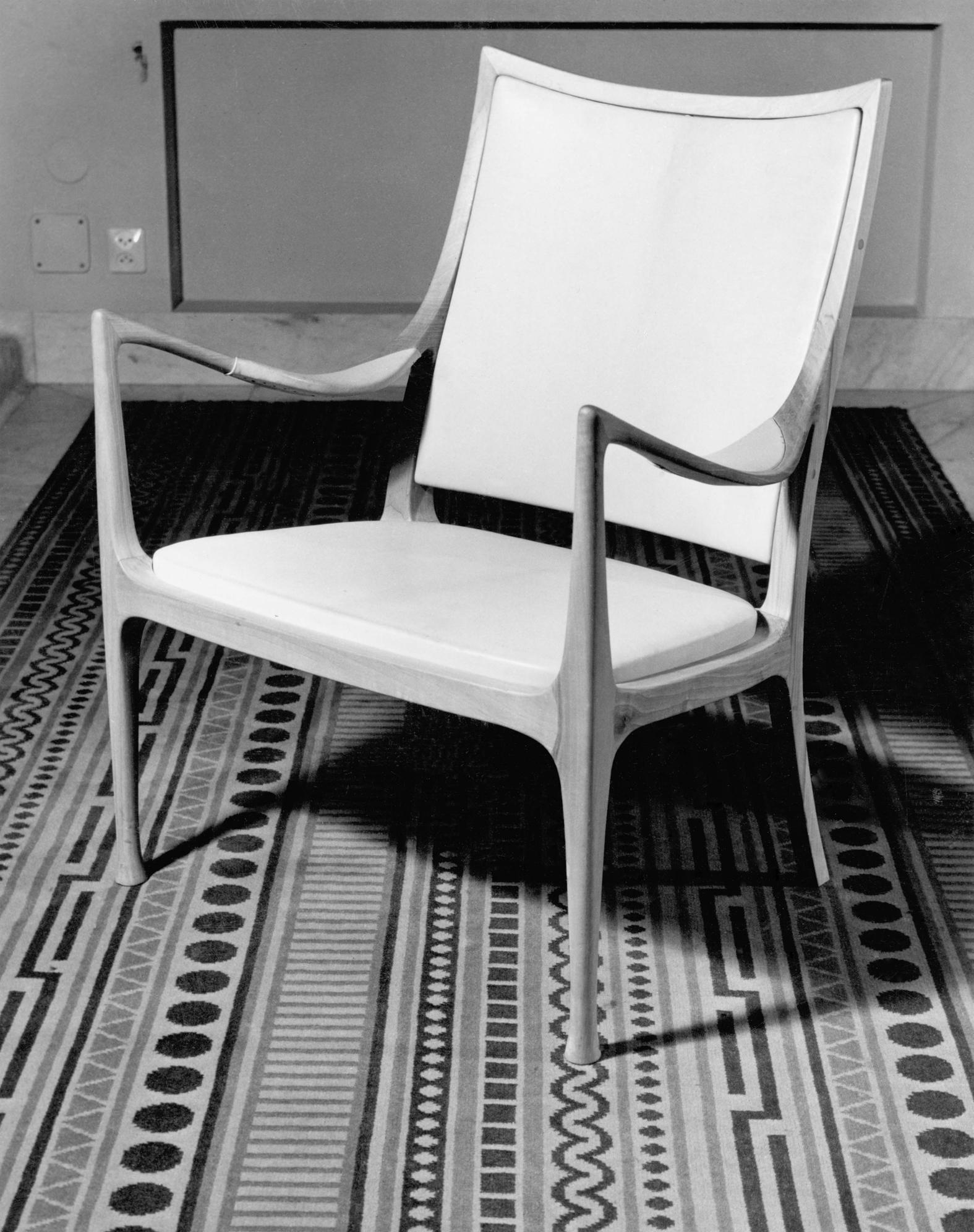 Exceptionnel fauteuil Hans Asplund, noyer et cuir, Nordiska Kompaniet, 1955 en vente 11