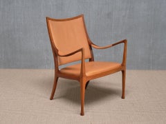 Exceptional Hans Asplund Armchair, Walnut and Leather, Nordiska Kompaniet, 1955
