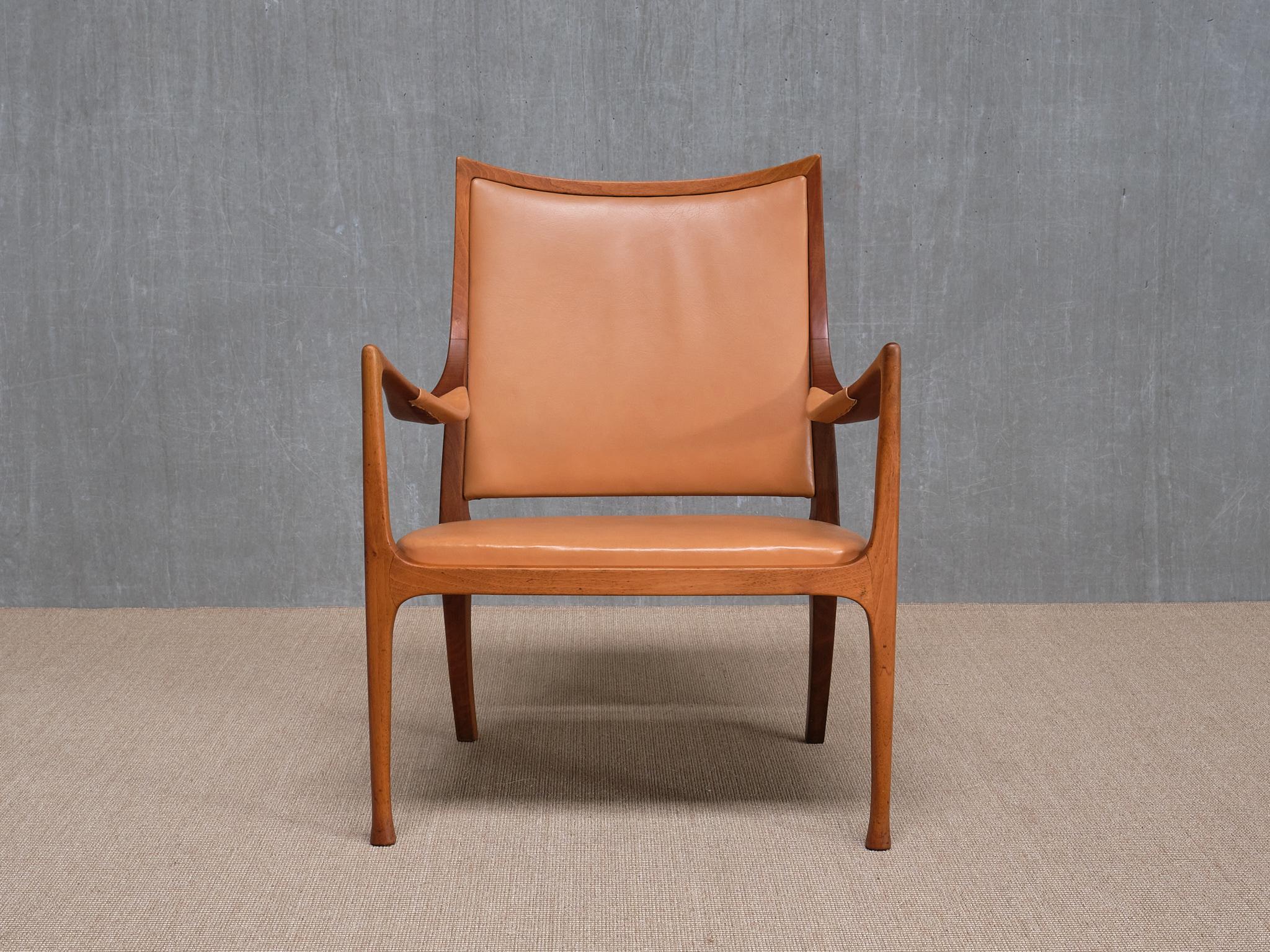 Exceptionnel fauteuil Hans Asplund, noyer et cuir, Nordiska Kompaniet, 1955 en vente 1