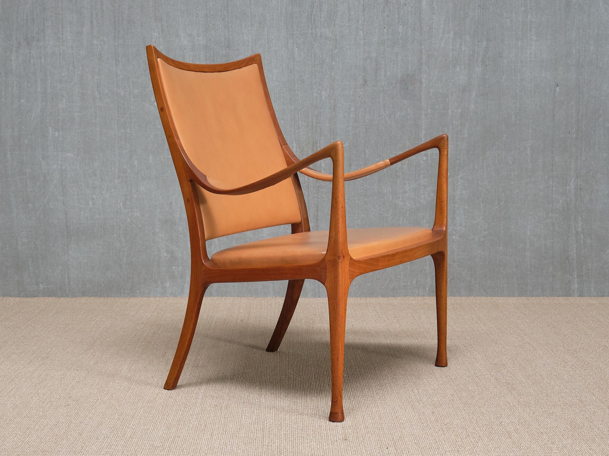 Exceptionnel fauteuil Hans Asplund, noyer et cuir, Nordiska Kompaniet, 1955 en vente 2