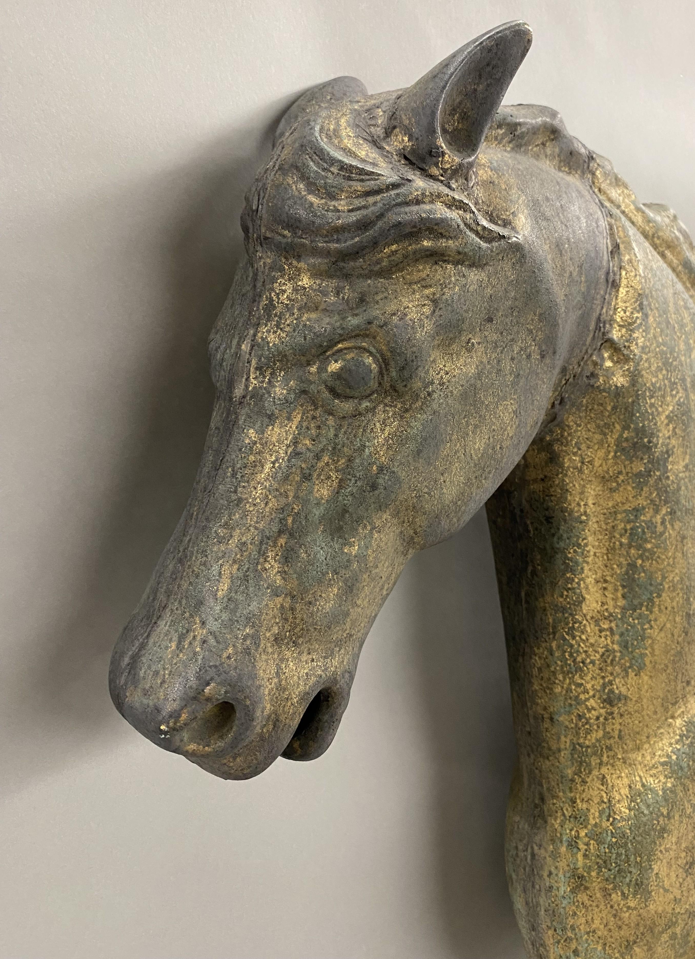 Exceptional Harris & Co Gilt Copper Running Horse Weather Vane w/ Cast Zinc Head For Sale 11
