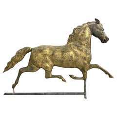 Exceptional Harris & Co Gilt Copper Running Horse Weather Vane w/ Cast Zinc Head