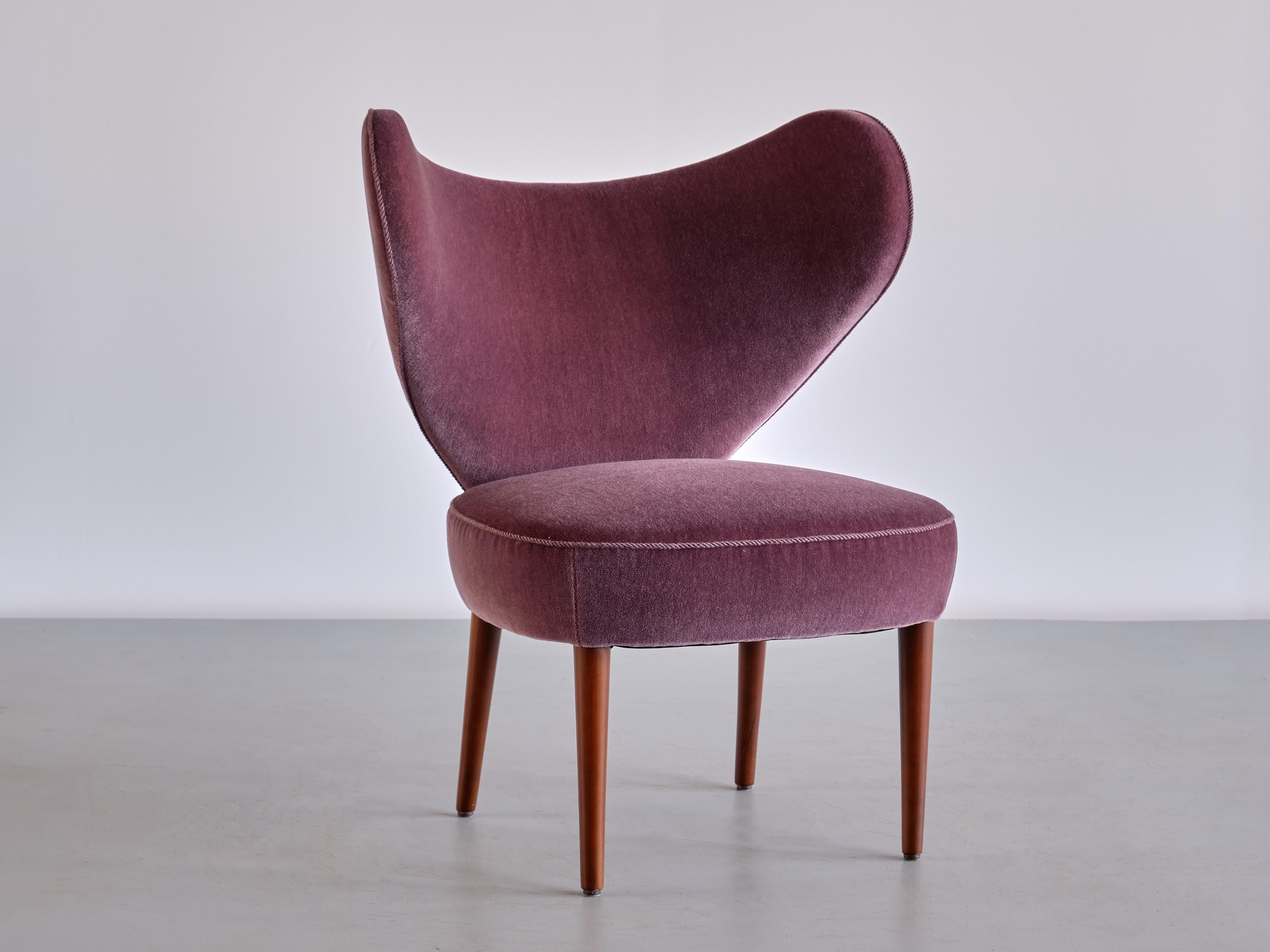 Exceptional 'Heart' Chair in Purple Mohair, Brøndbyøster Møbel, Denmark, 1953 For Sale 11