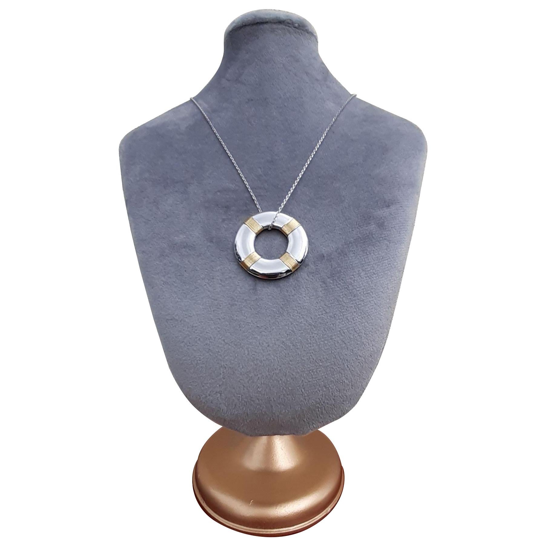 Exceptional Hermès 2 Tones Gold Pendant Buoy Shaped In New Condition For Sale In Corcoué Sur Logne, Loire-Atlantique