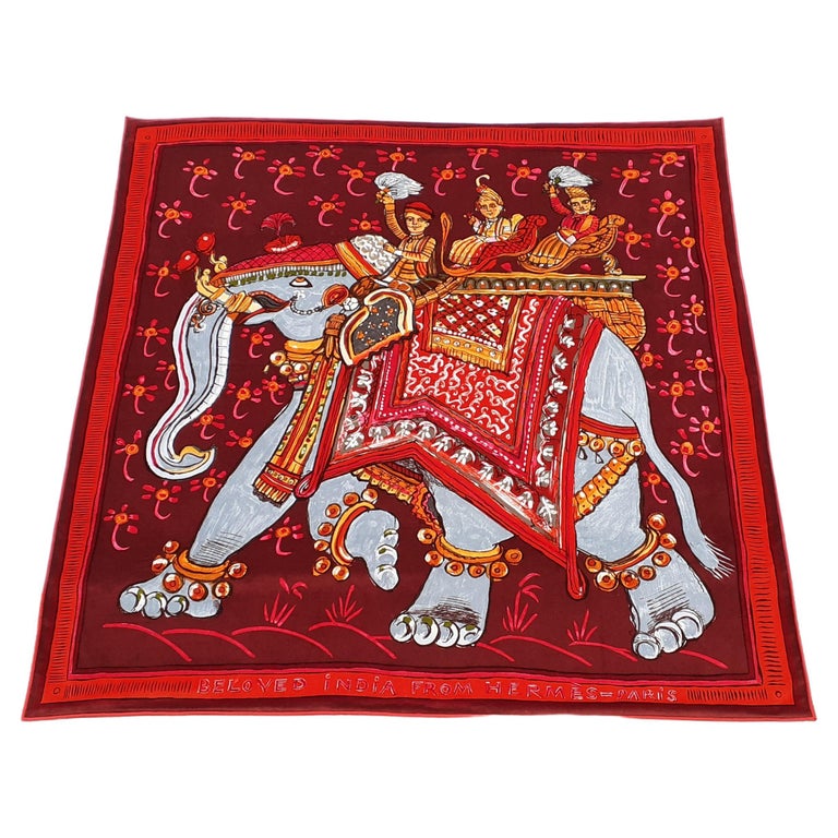 Exceptional Hermès Beloved India Velvet Throw Blanket Cover For Sale at