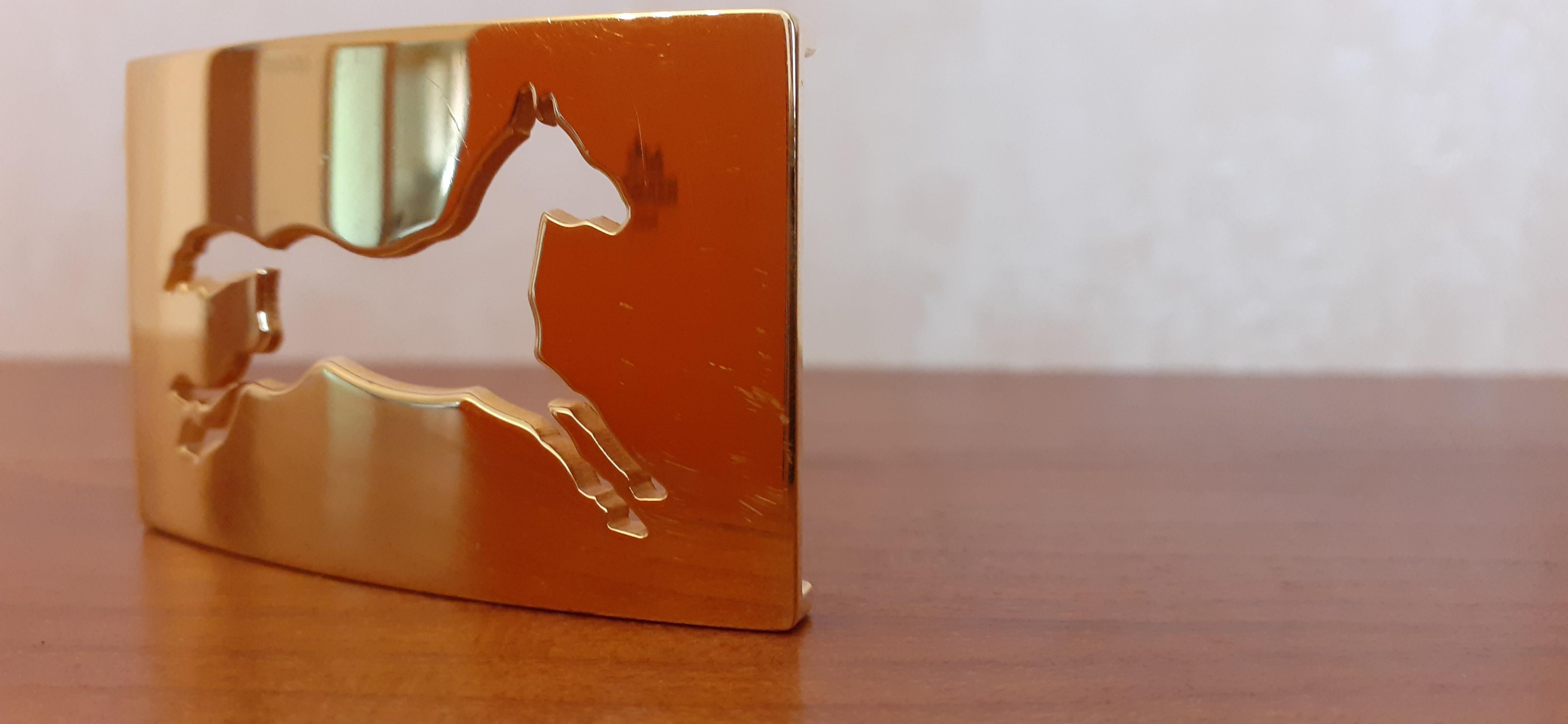Exceptional Hermès Belt Buckle Horse Shaped in Gold for 32 mm Belt Texas 11
