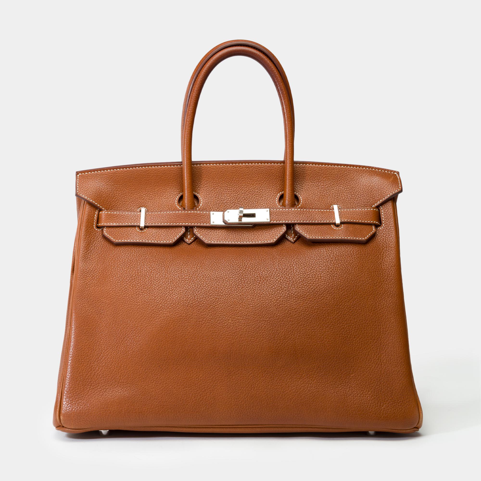Orange Exceptional Hermès Birkin 35 handbag in Fauve Faubourg Barenia leather, PHW