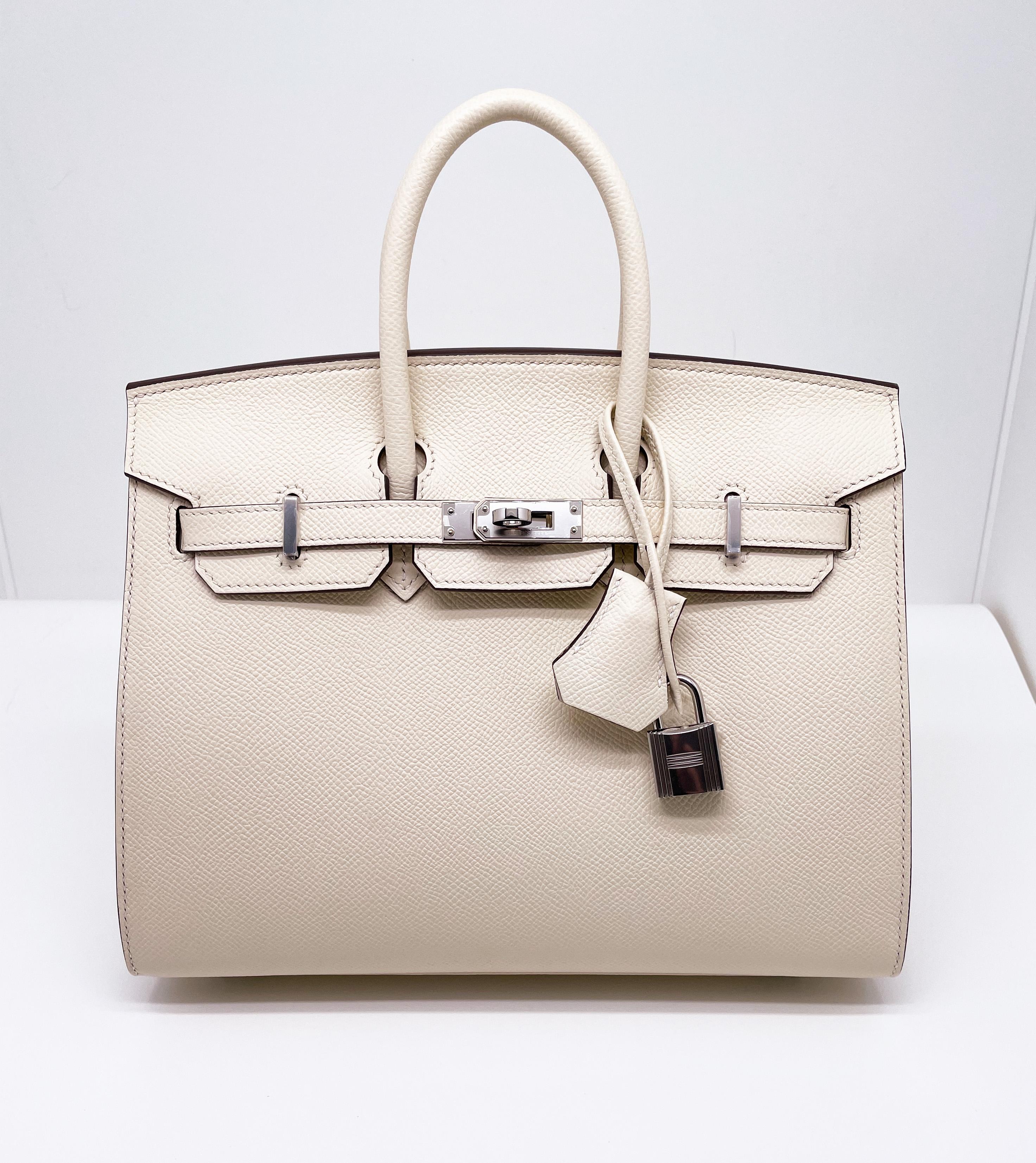 Exceptional Hermès Birkin Sellier 25 handbag in espom Nata leather New For Sale