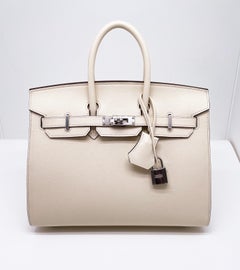 Exceptional Hermès Birkin Sellier 25 handbag in espom Nata leather New