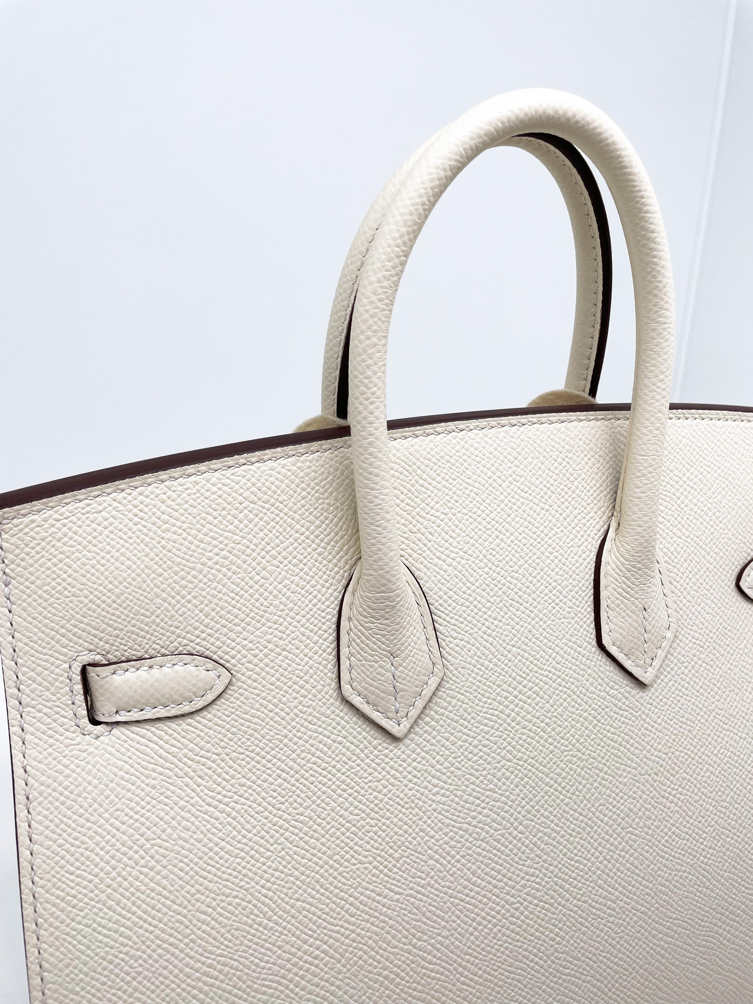Gray Exceptional Hermès Birkin Sellier 25 handbag in espom Nata leather New For Sale