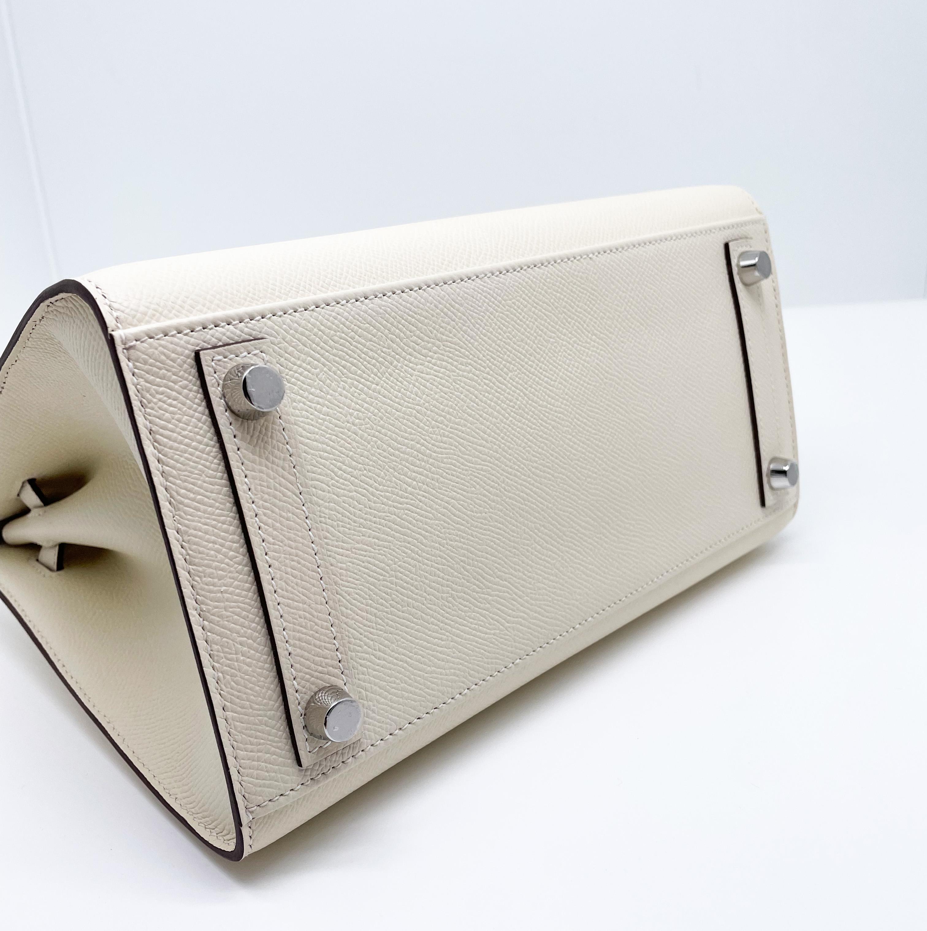 Außergewöhnliche Hermès Birkin Sellier 25 Handtasche in espom Nata Leder Neu im Zustand „Neu“ im Angebot in CANNES, FR