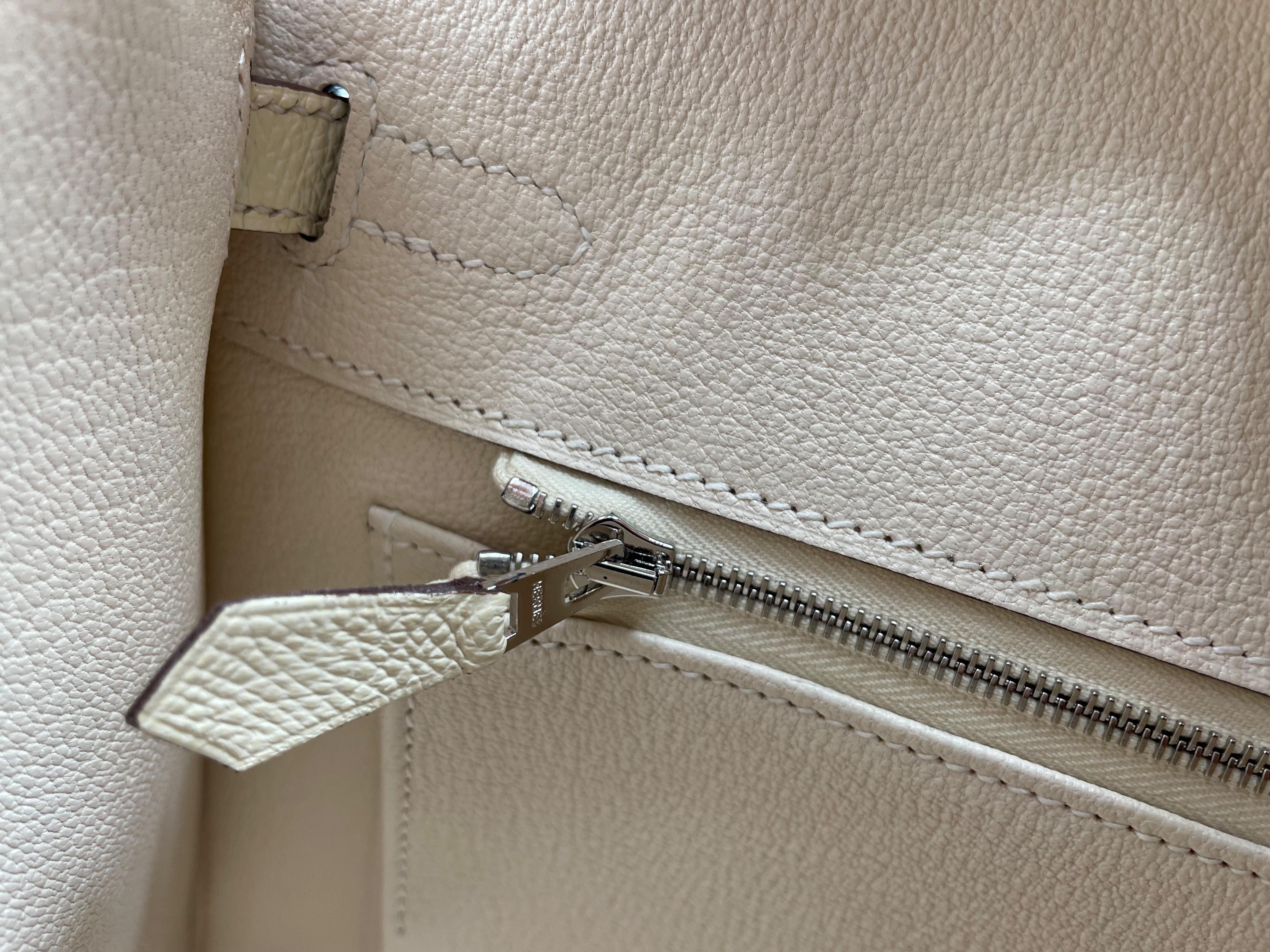Exceptional Hermès Birkin Sellier 25 handbag in espom Nata leather New For Sale 2