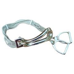Hermès Stirrups Charms Bracelet Equestrian Theme Silver Texas Rodeo Horse