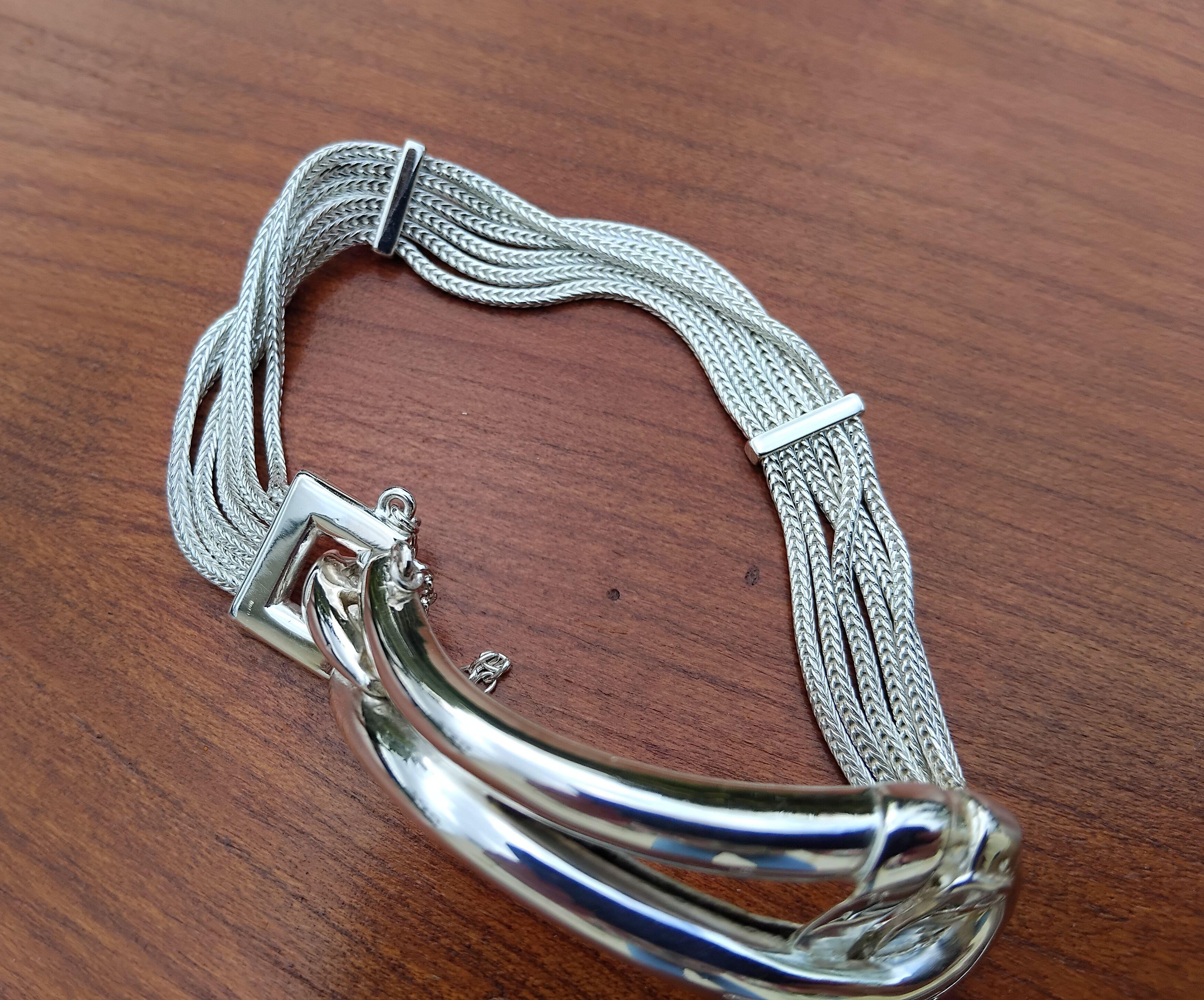 Exceptional Hermès Bracelet Equestrian Theme Stirrups Charms in Silver Texas  For Sale 3