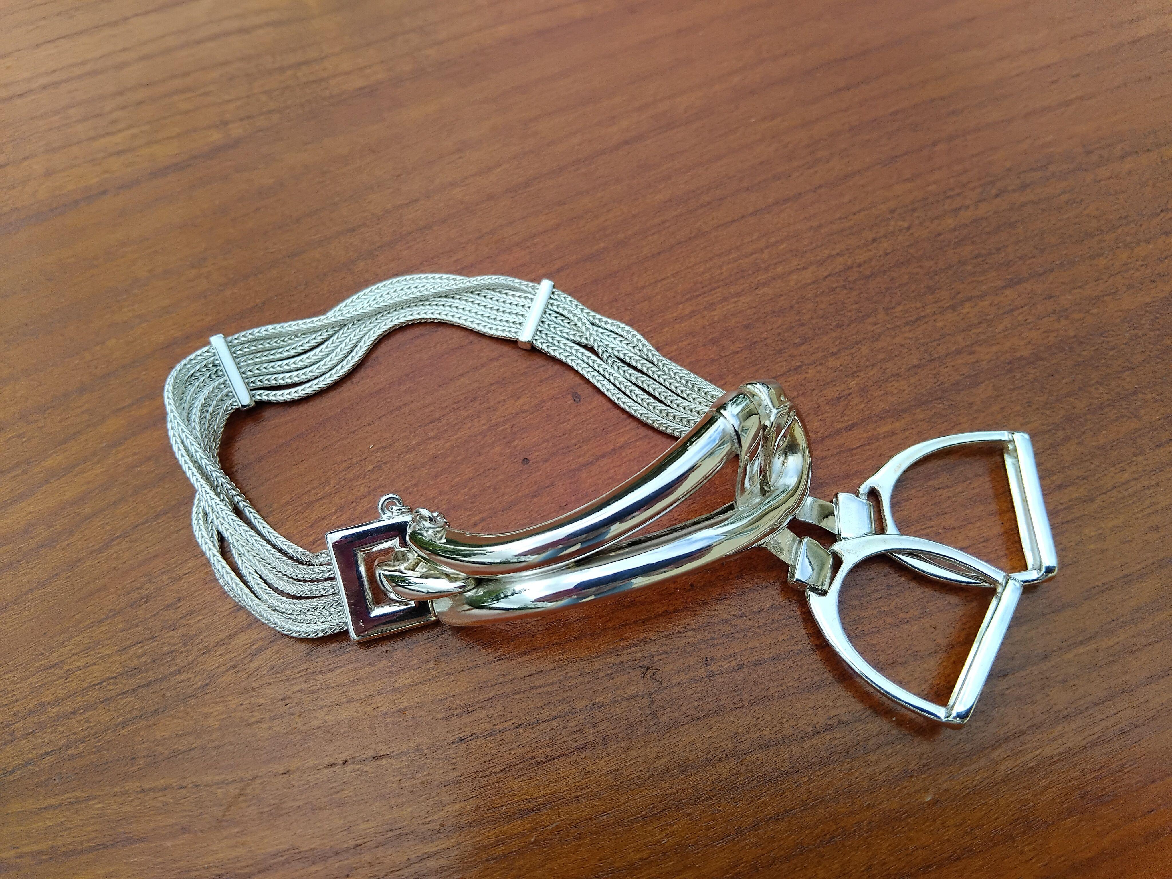 Exceptional Hermès Bracelet Equestrian Theme Stirrups Charms in Silver Texas  For Sale 4