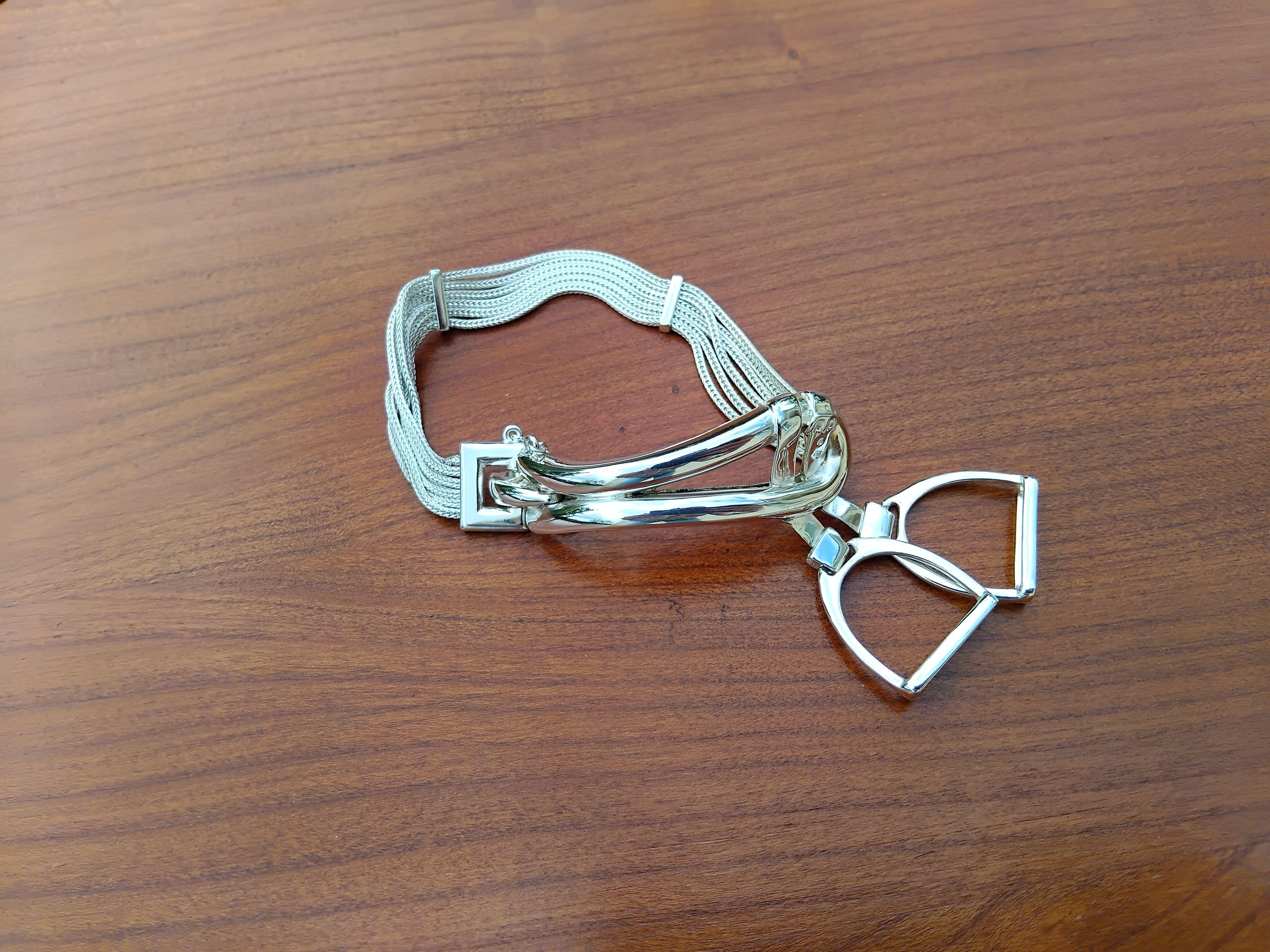 Exceptional Hermès Bracelet Equestrian Theme Stirrups Charms in Silver Texas  For Sale 6