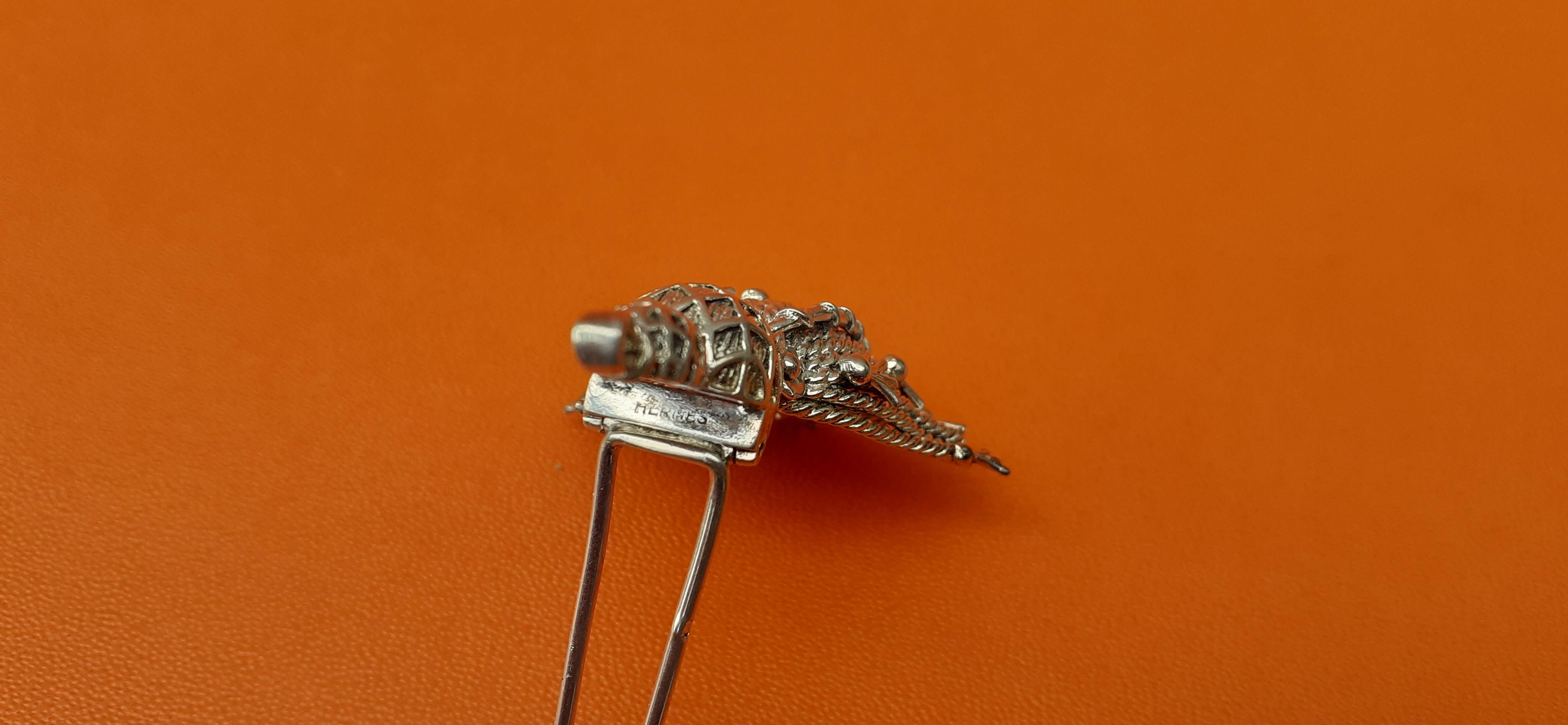 Women's Exceptional Hermès Brooch Pendant Lapel Pin Passementerie Tassel Silver RARE For Sale