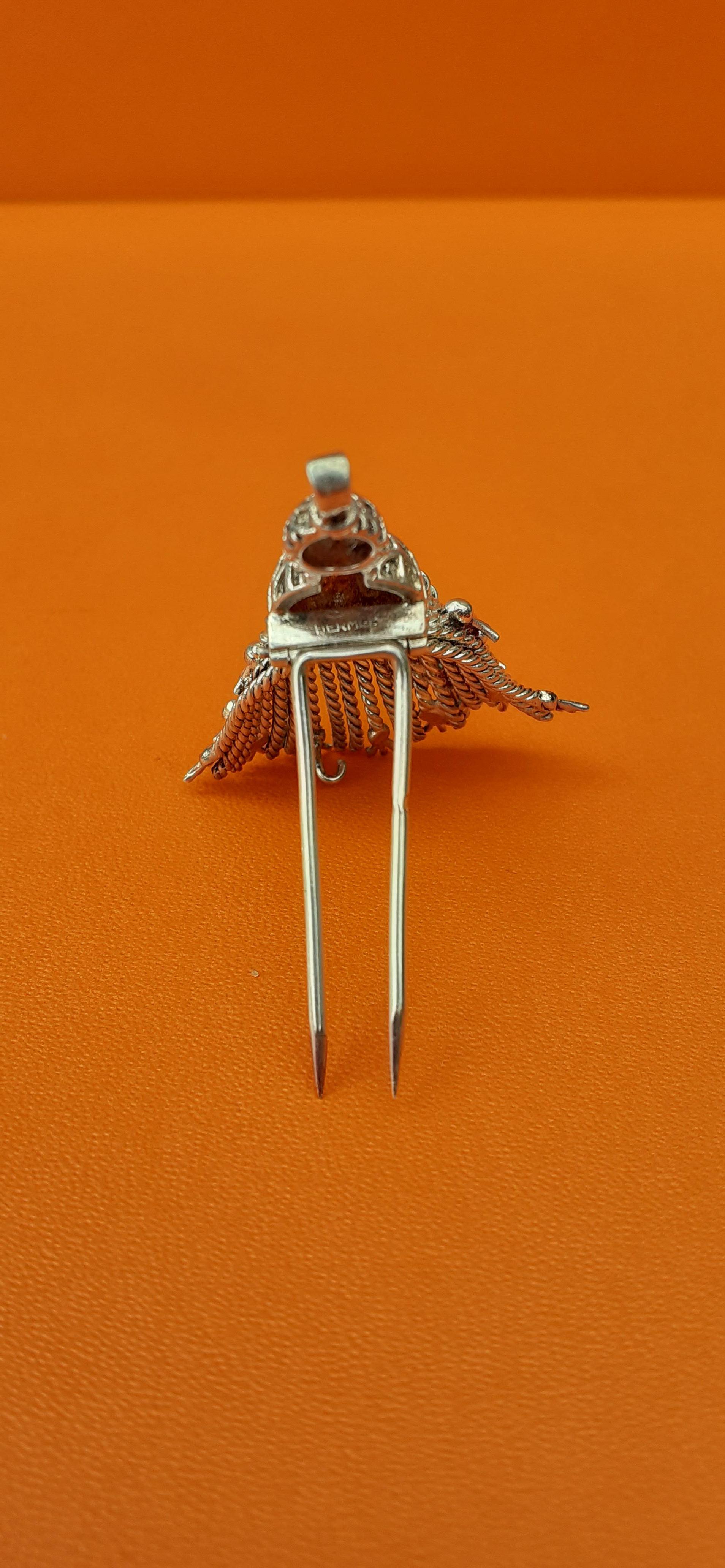 Exceptional Hermès Brooch Pendant Lapel Pin Passementerie Tassel Silver RARE For Sale 1