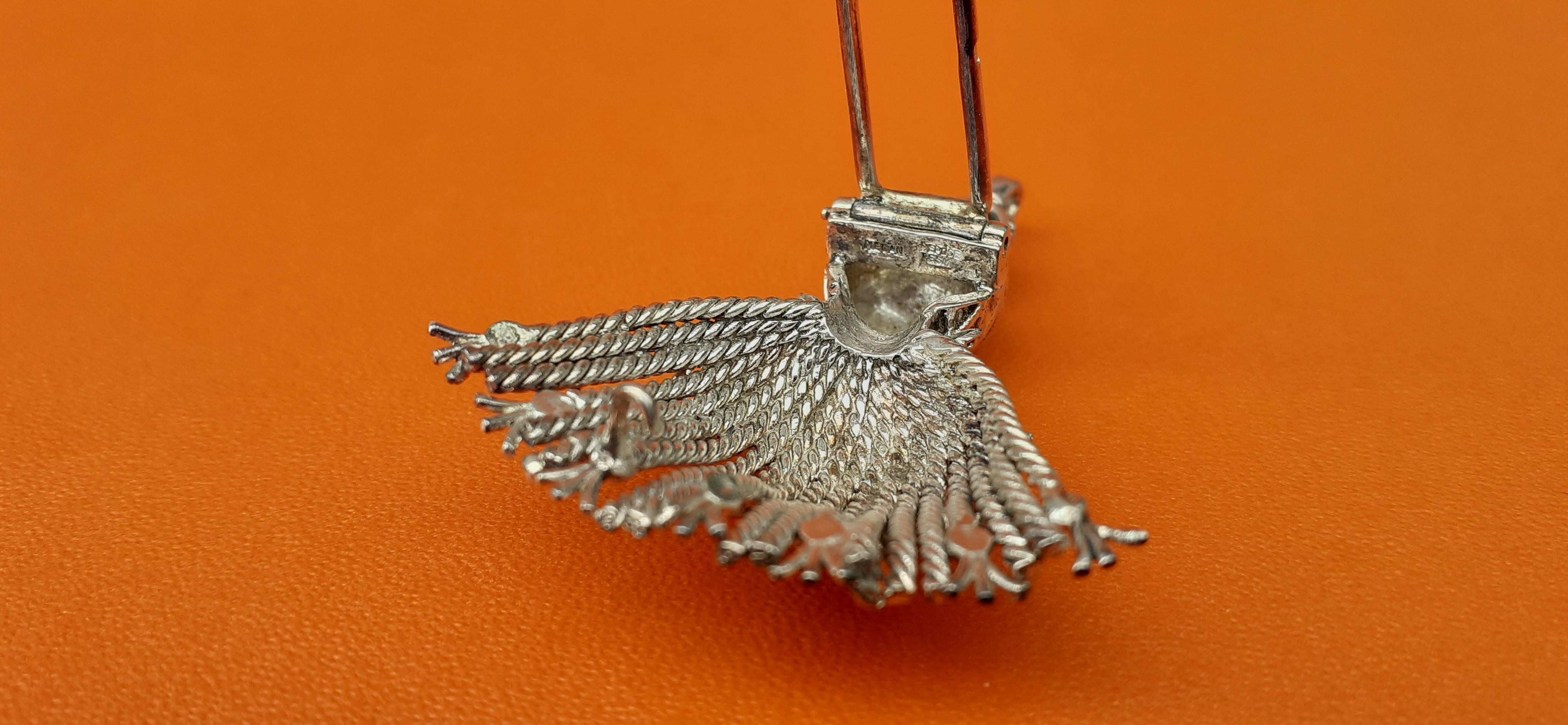 Exceptional Hermès Brooch Pendant Lapel Pin Passementerie Tassel Silver RARE For Sale 3