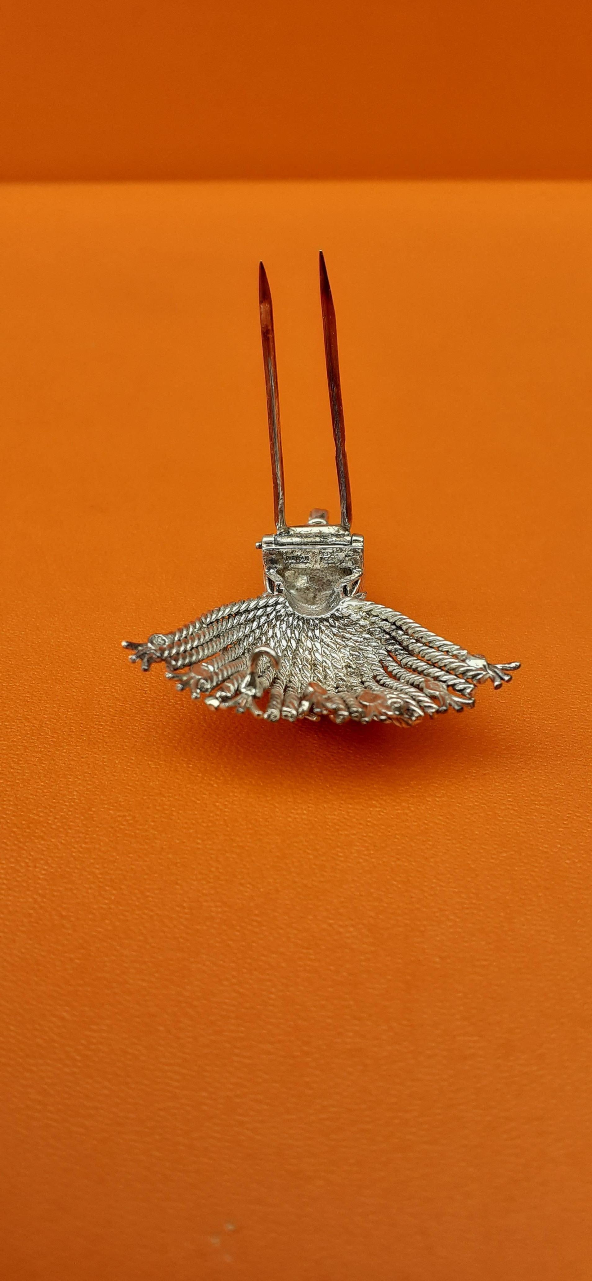 Exceptional Hermès Brooch Pendant Lapel Pin Passementerie Tassel Silver RARE For Sale 4