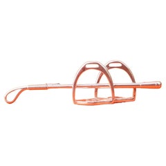 Exceptional Hermès Brooch Stirrups and Whip Horse Texas Rodeo in Silver RARE