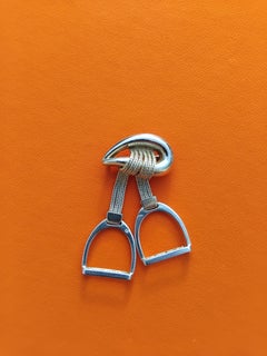Exceptional Hermès Brooch with Stirrups Charms in Silver Rare Horse Rodeo Texas