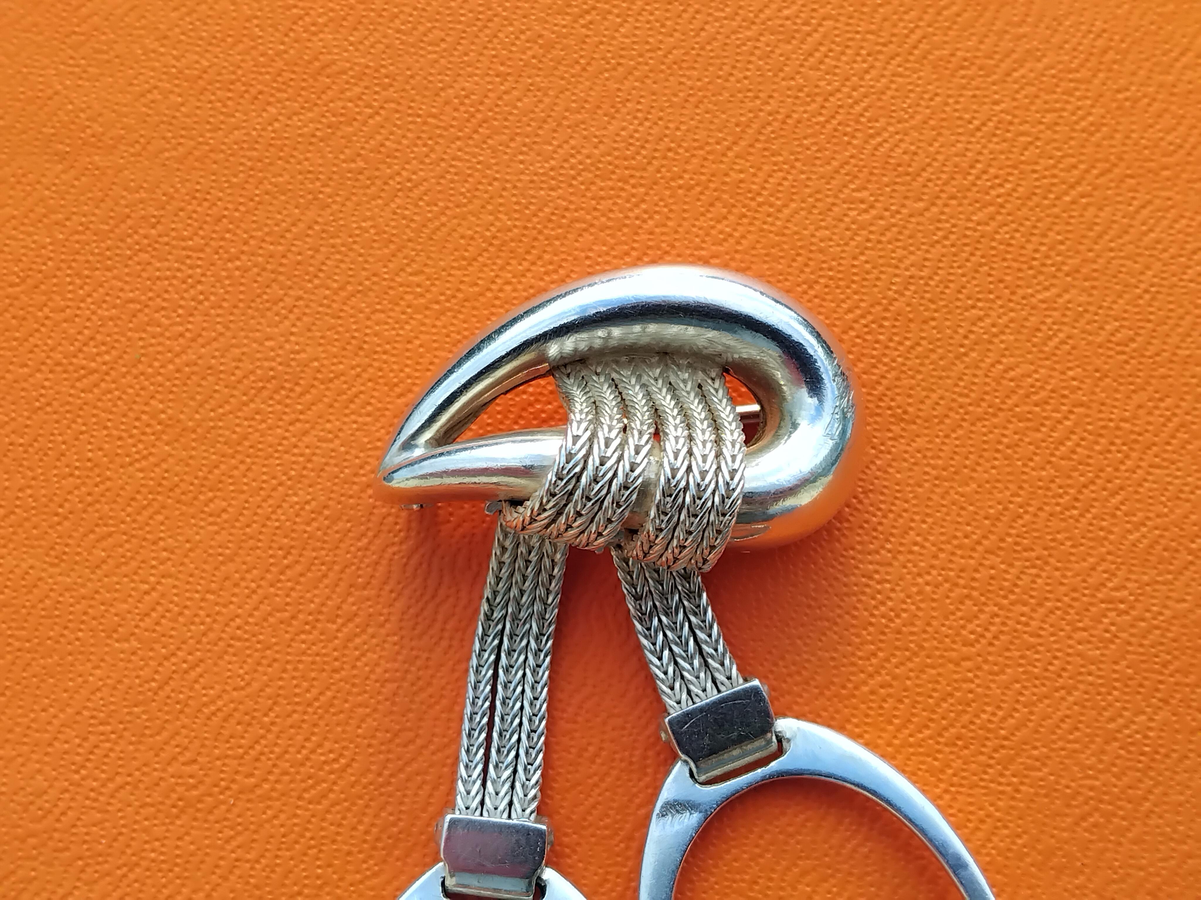Exceptional Hermès Brooch with Stirrups Charms in Silver Rare Horse Rodeo Texas For Sale 1