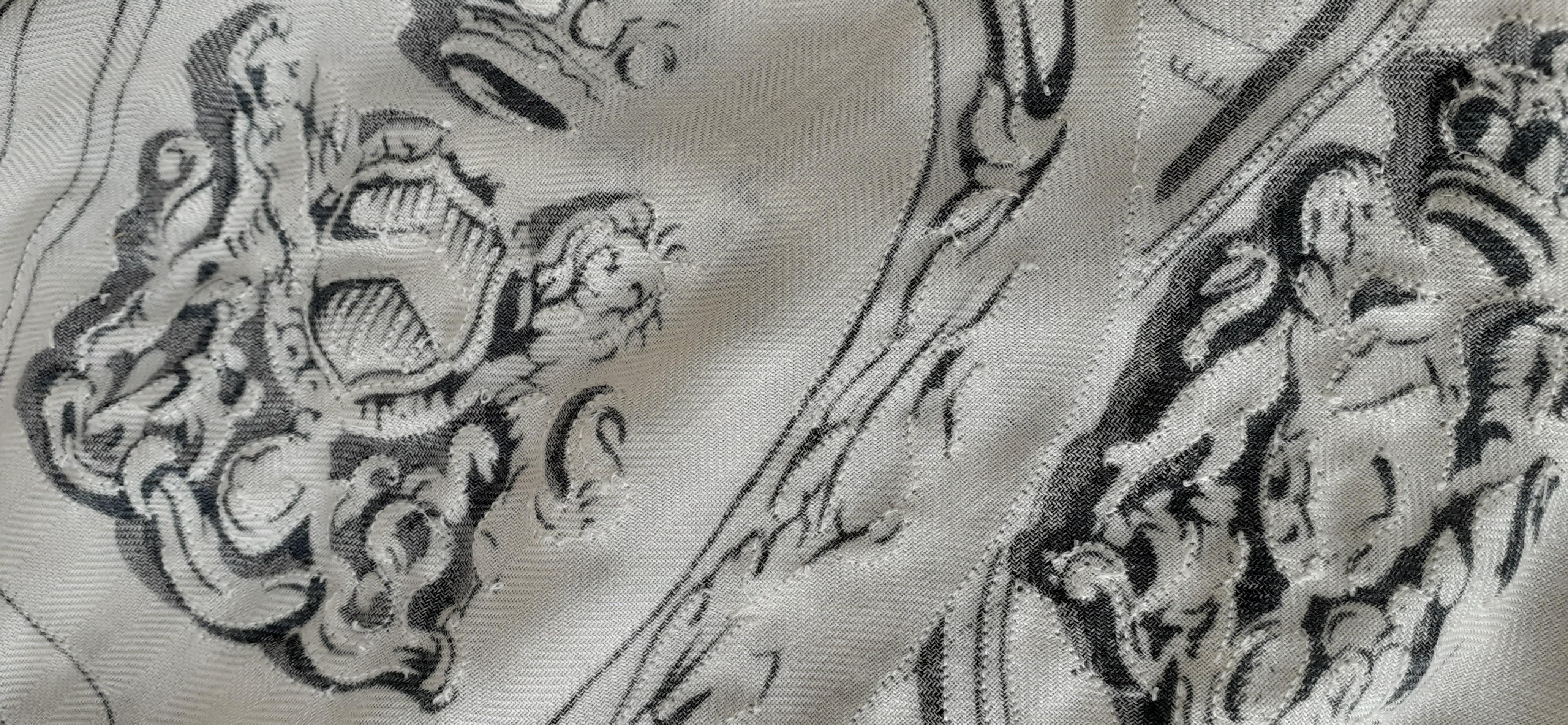 Exceptional Hermès Cashmere and Silk Shawl Brides De Gala Hand Beaded 140 cm For Sale 15