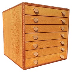 Exceptional Hermès Chest 7 Drawers to store Scarves or Jewelry Wood and Leather 