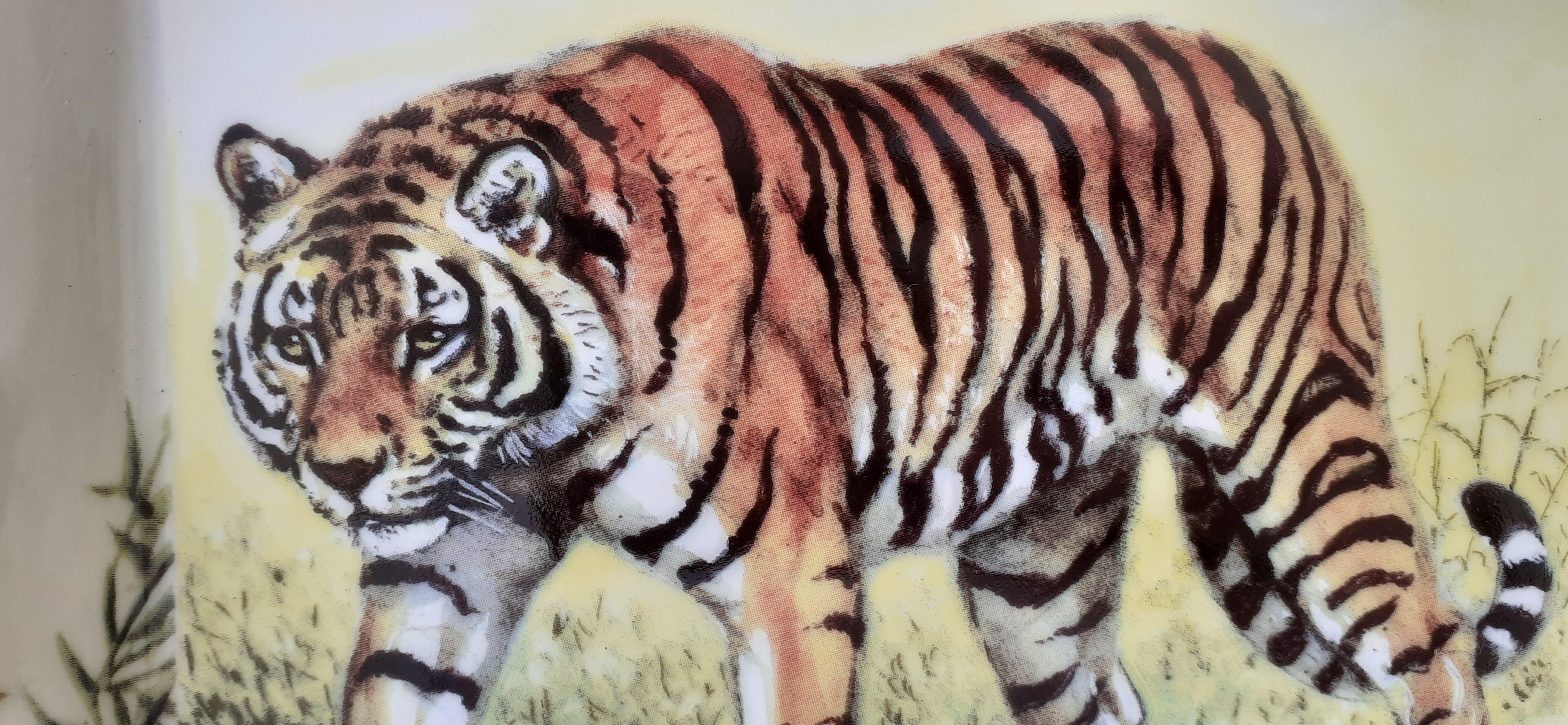 Exceptional Hermès  Cigar Ashtray Change Tray Tiger in Porcelain Rare 2