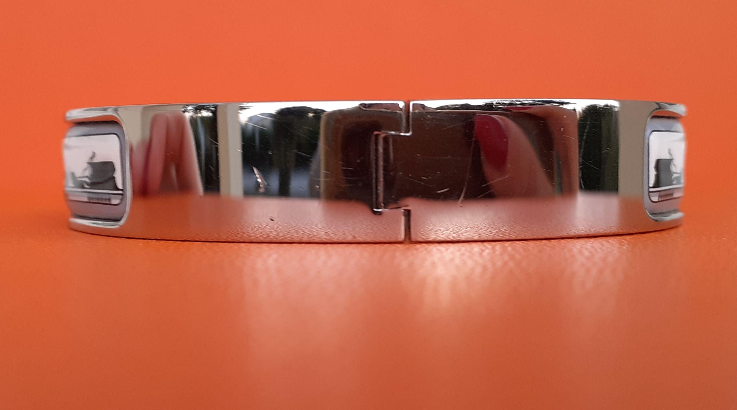 Außergewöhnliche Hermès Clic Clac Armbänder Les Ponts de Paris Narrow Palladium GM 4