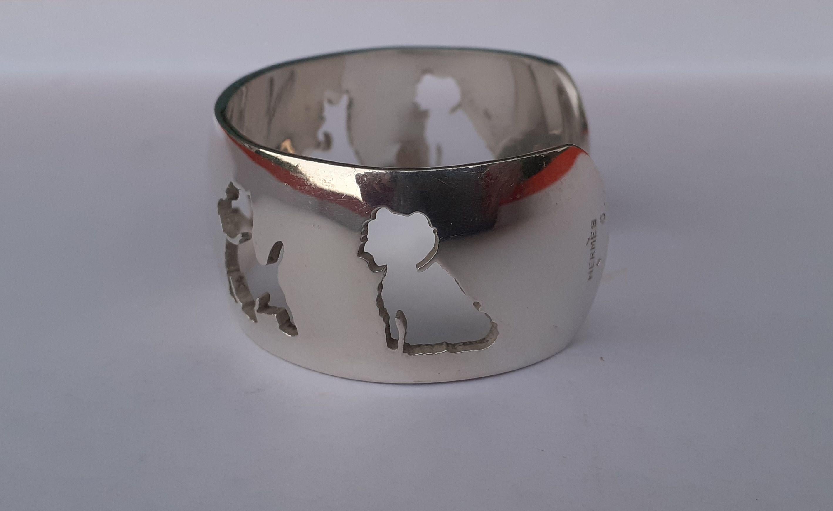 Exceptionnel Bracelet manchette Hermès West Highland White Terrier Westie en Silver en vente 10