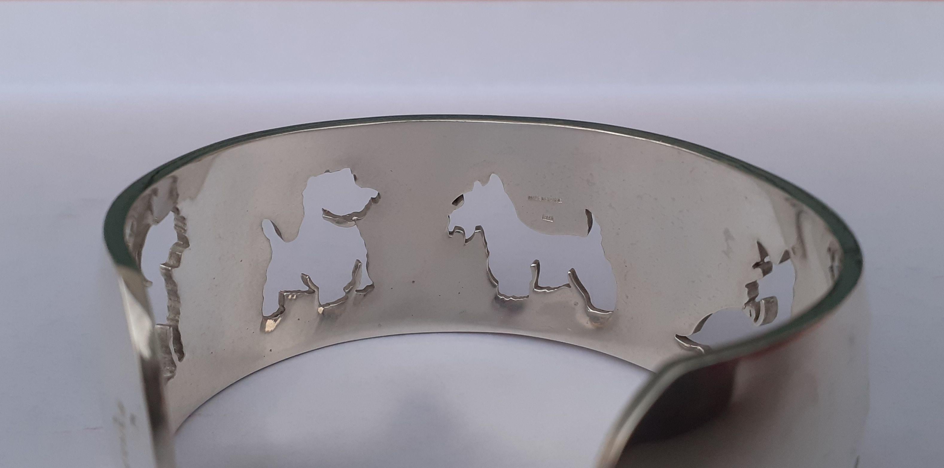 Exceptionnel Bracelet manchette Hermès West Highland White Terrier Westie en Silver en vente 12