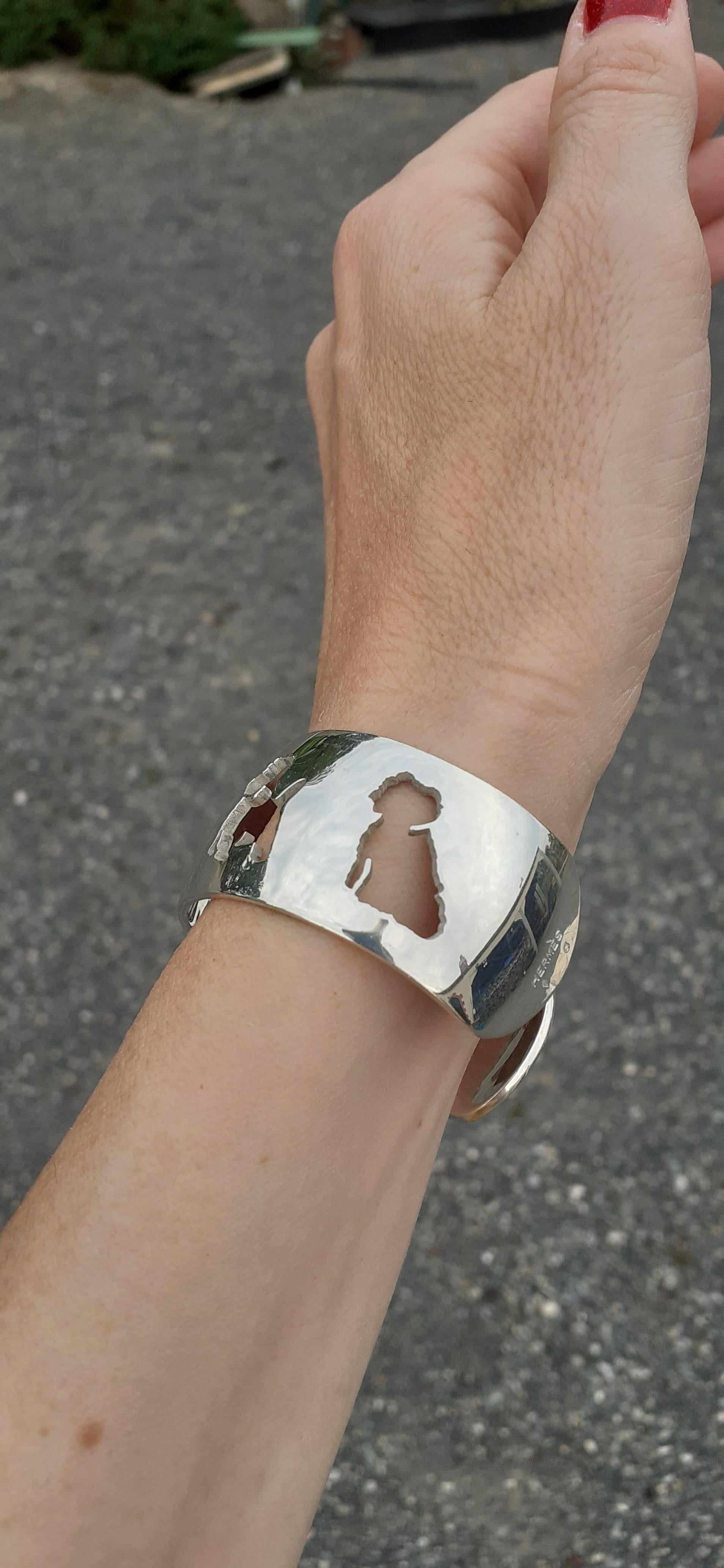 Exceptionnel Bracelet manchette Hermès West Highland White Terrier Westie en Silver en vente 1